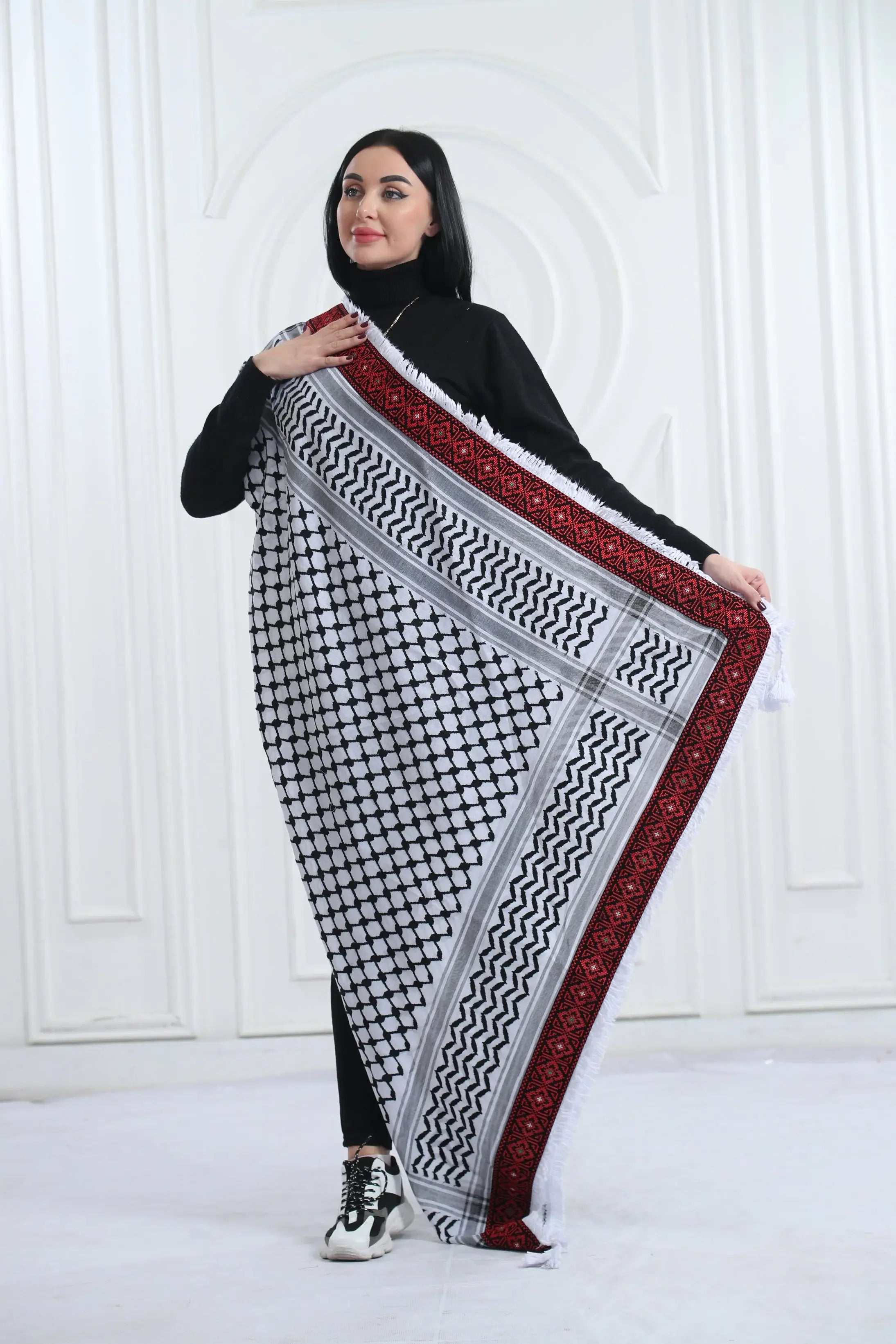Celebrate Your Roots: Heritage Embroidered Kuffia Palestinian Elegance