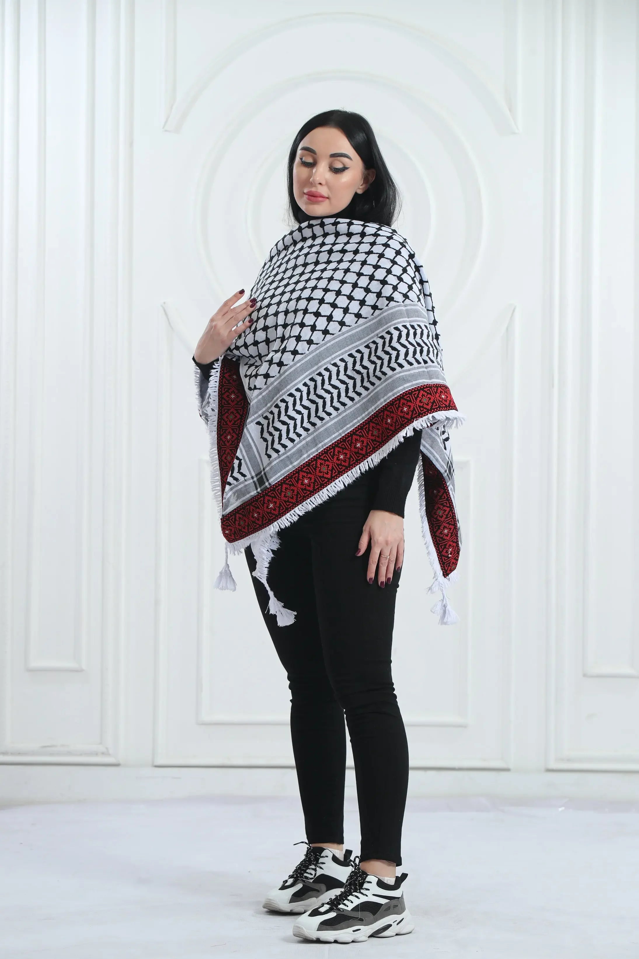 Celebrate Your Roots: Heritage Embroidered Kuffia Palestinian Elegance