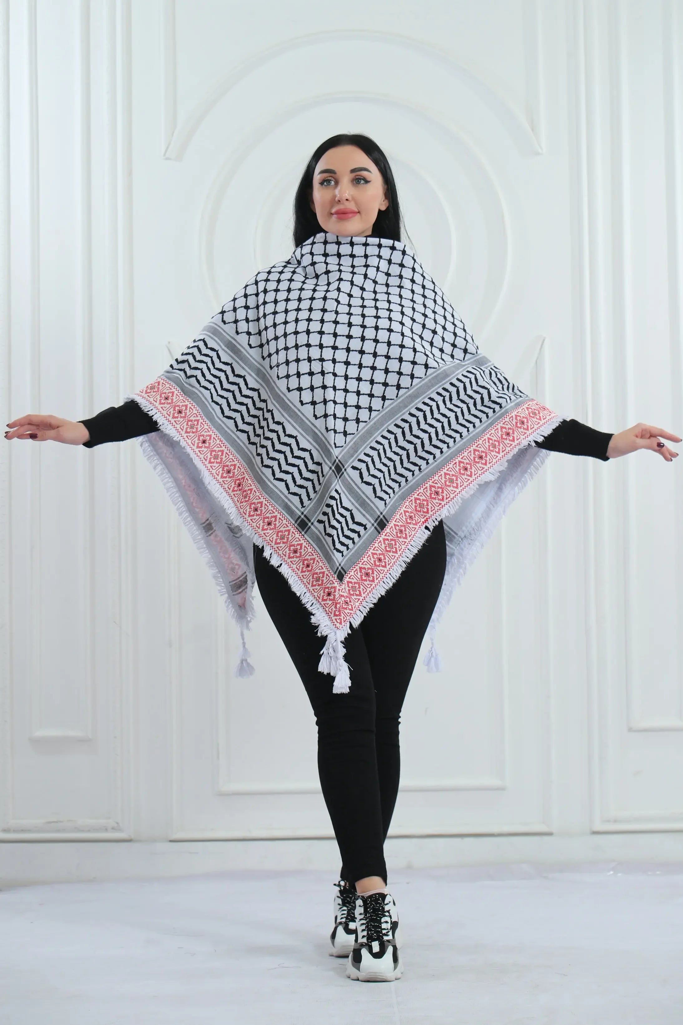 Celebrate Your Roots: Heritage Embroidered Kuffia Palestinian Elegance