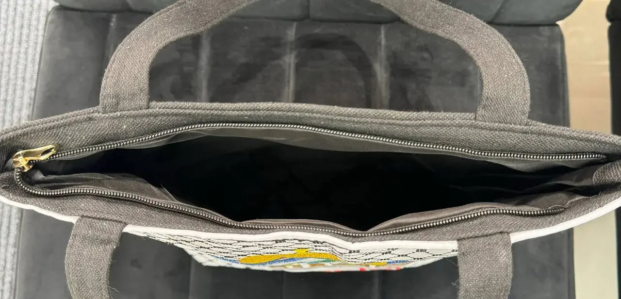 Jerusalem with kuffiyeh embroidered Tote bag Palestinian Elegance