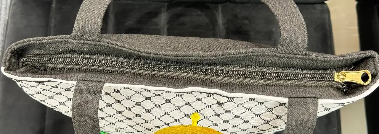 Jerusalem with kuffiyeh embroidered Tote bag Palestinian Elegance