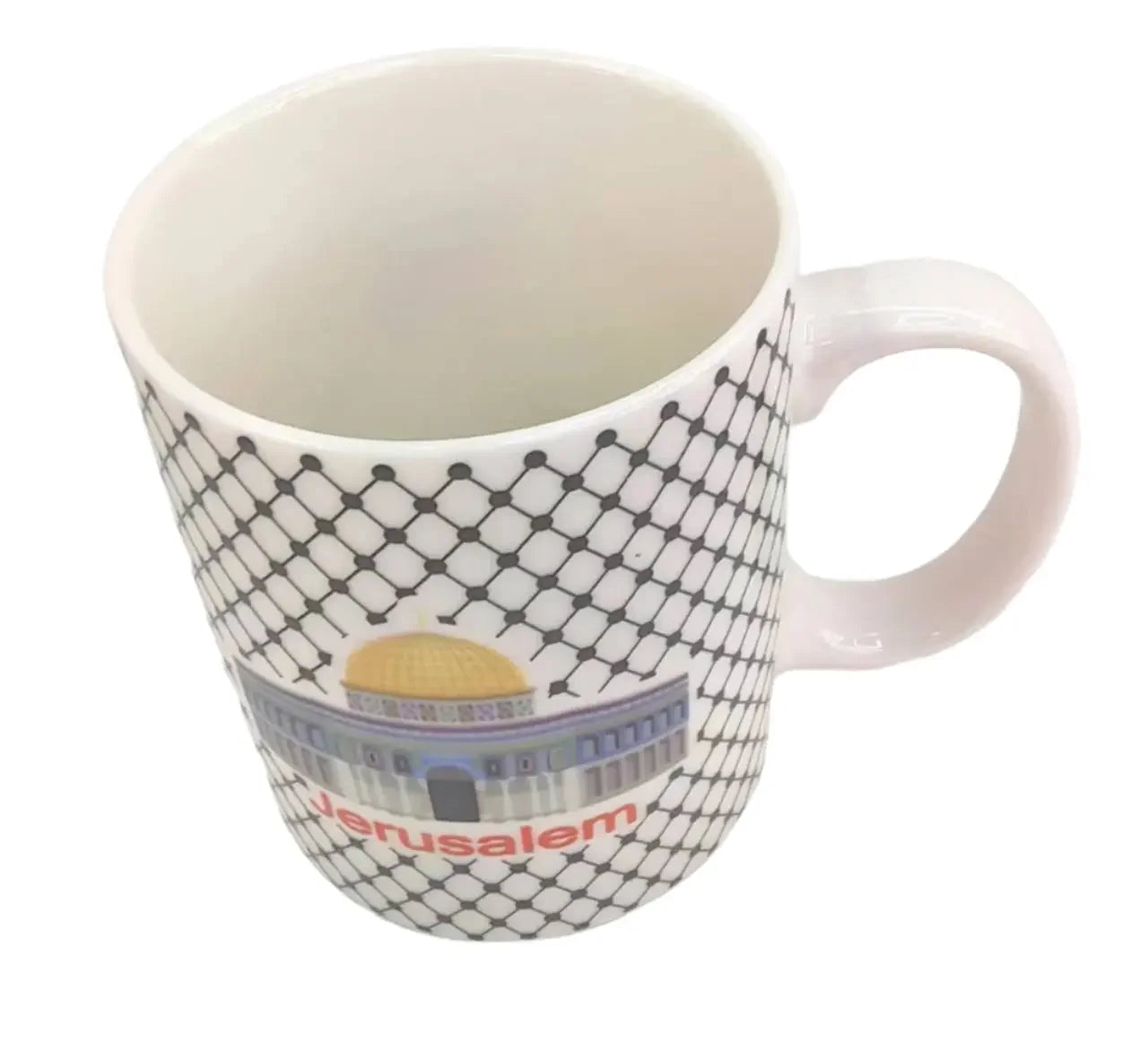 Kuffiyeh Cup with Al Quds and Jerusalem Palestinian Elegance