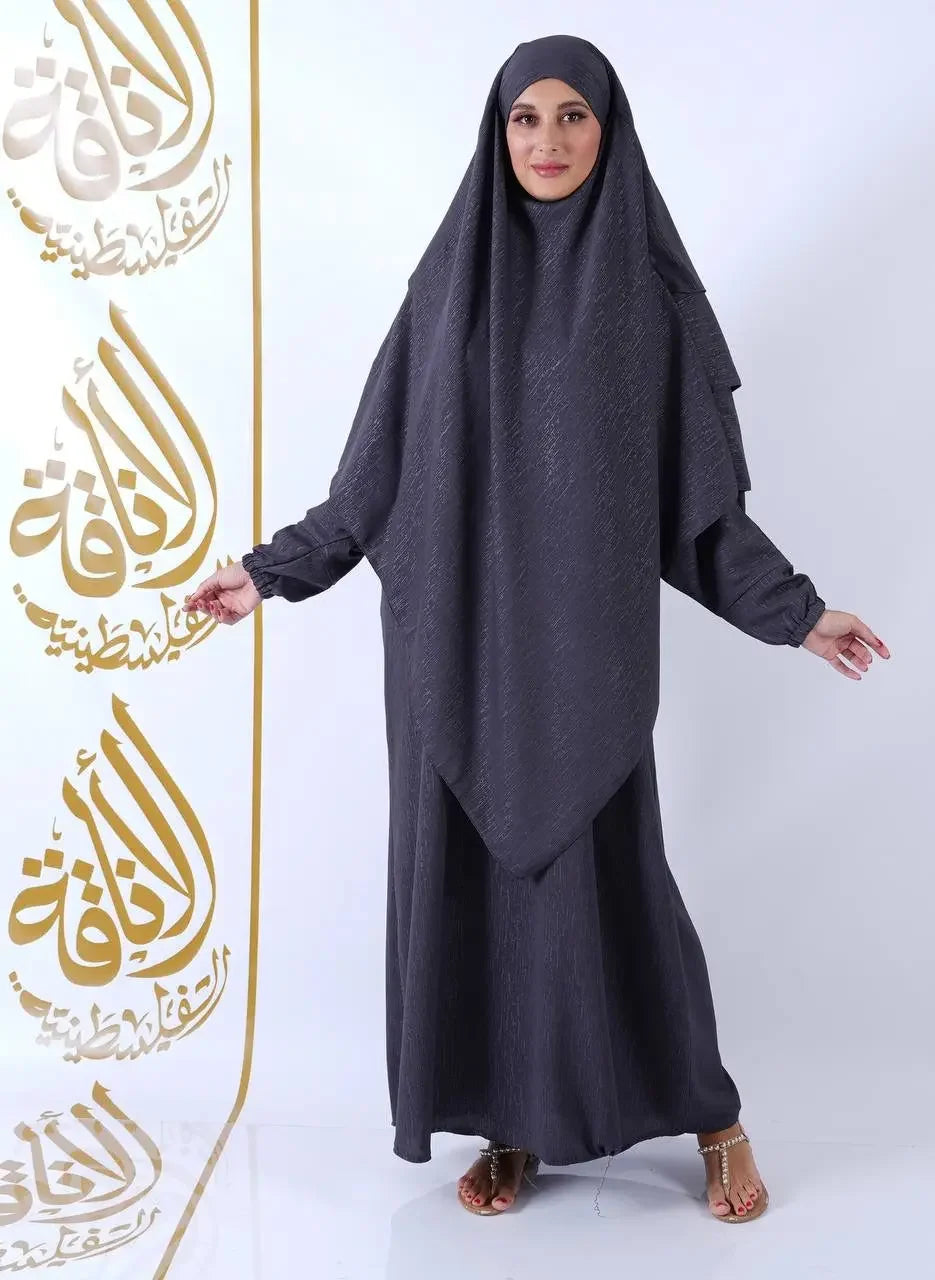 Palestinian Elegance black khimar abaya for women with full coverage and modest design