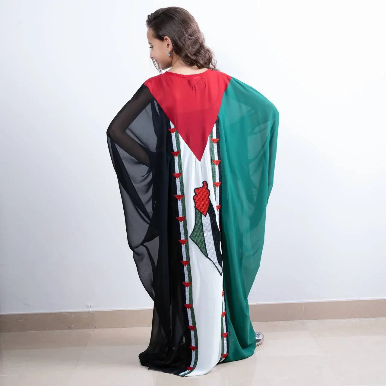 Kids Palestinian flag dress with vibrant colors and unique design by Palestinian Elegance