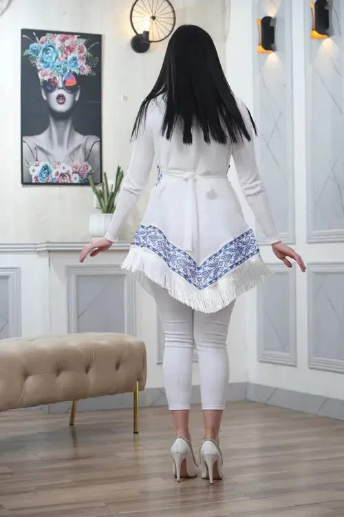 Breezy Elegance: Luxurious Chiffon Fabric Vest Palestinian Elegance