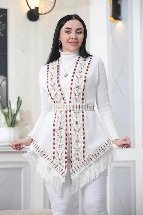 Breezy Elegance: Luxurious Chiffon Fabric Vest Palestinian Elegance