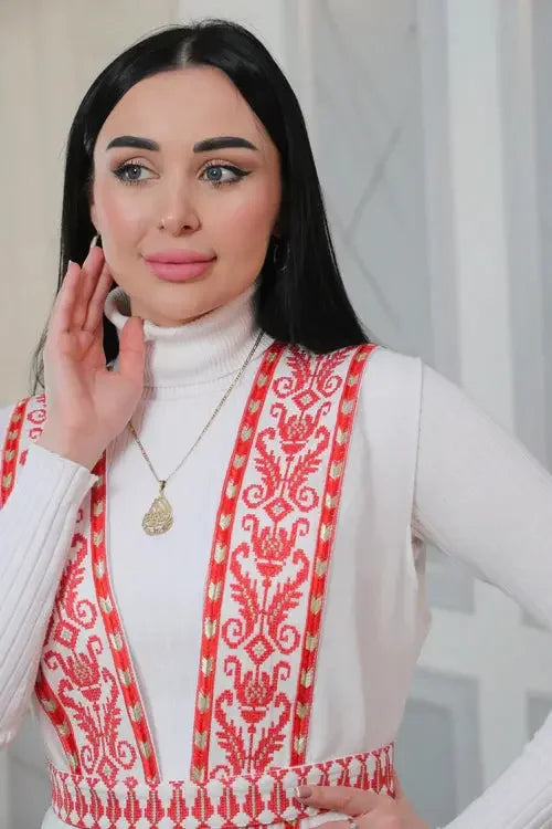 Breezy Elegance: Luxurious Chiffon Fabric Vest Palestinian Elegance