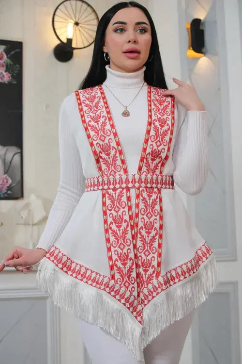 Breezy Elegance: Luxurious Chiffon Fabric Vest Palestinian Elegance