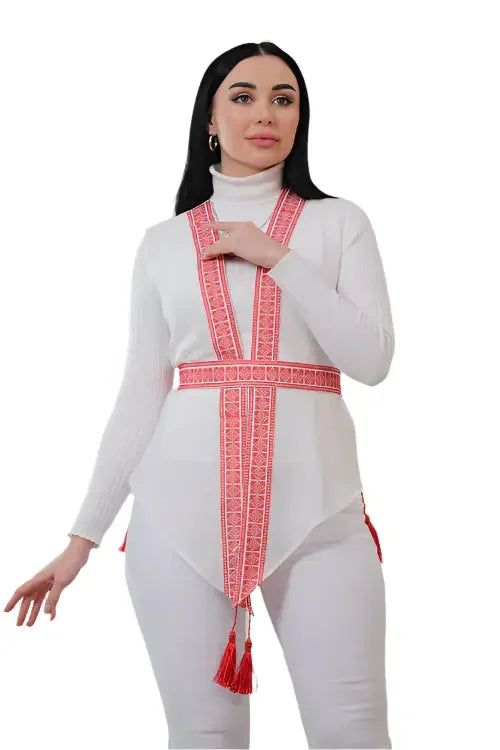 Chic Layering: Luxurious Chiffon Vest Palestinian Elegance