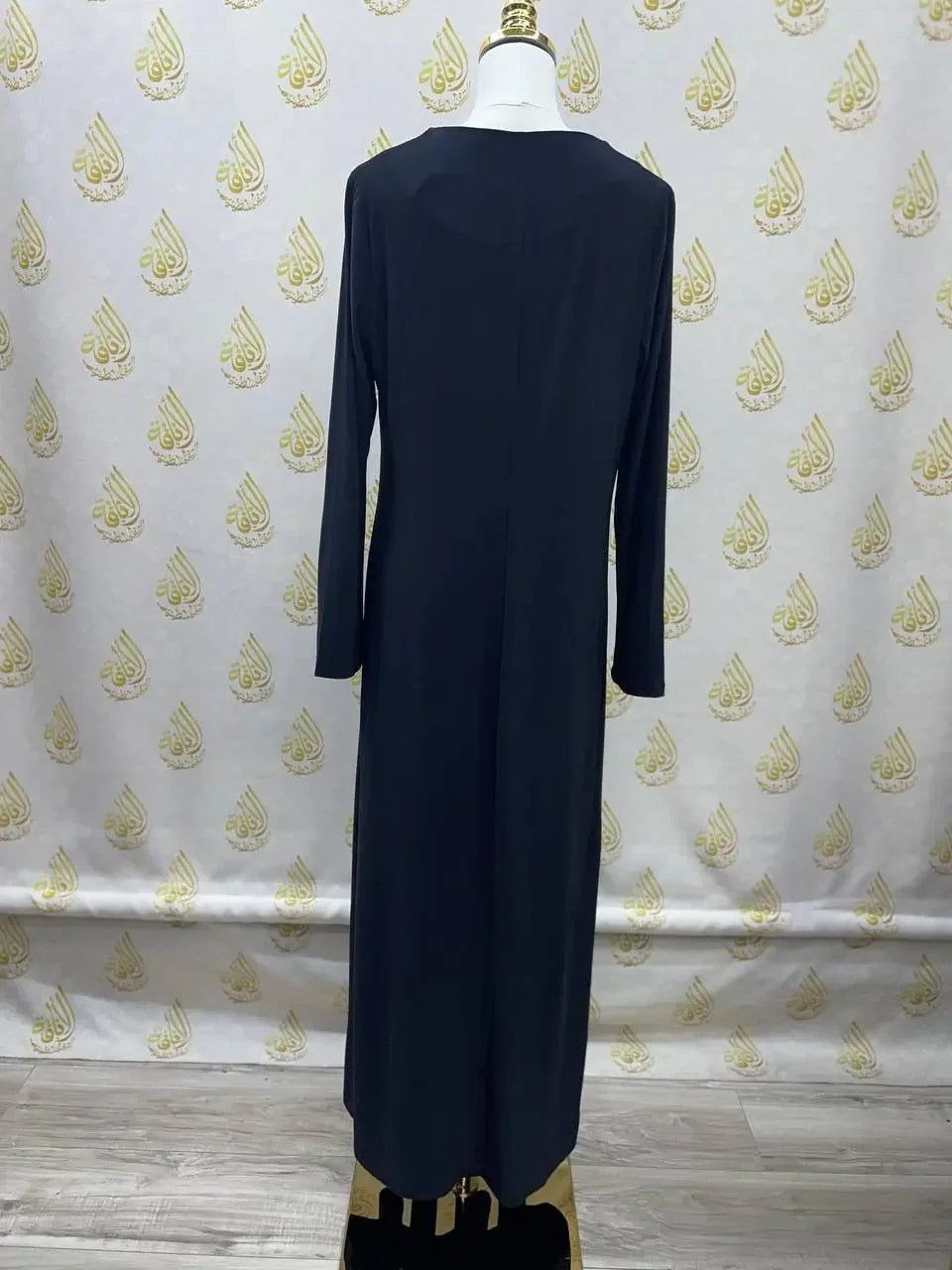 Black lycra inner dress for women with long sleeves and full length by Palestinian Elegance