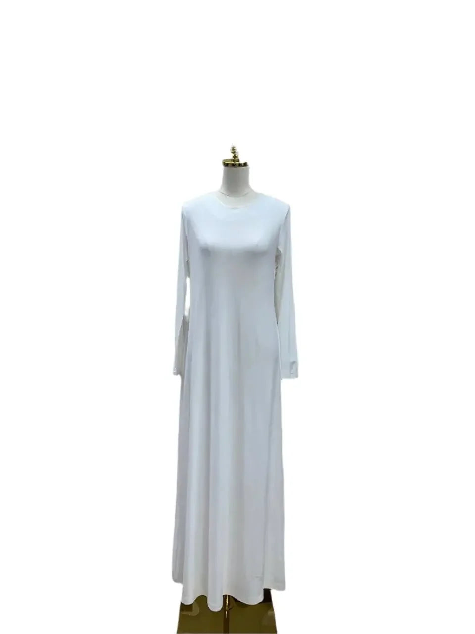 Palestinian Elegance white lycra inner dress for women with long sleeves and full length