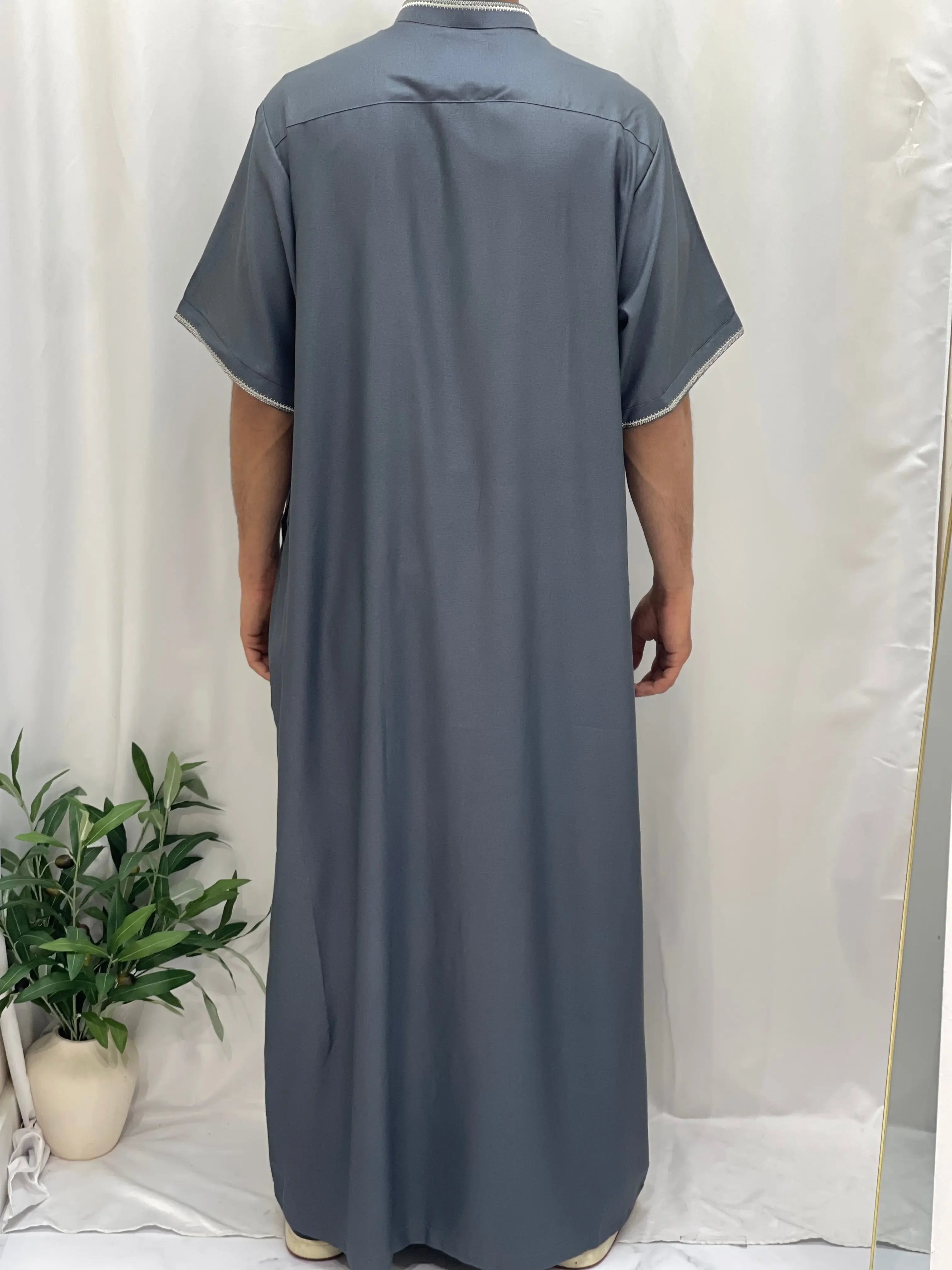 Timeless Elegance: Men's Durable Kaftan Thobe with Gold Details Palestinian Elegance