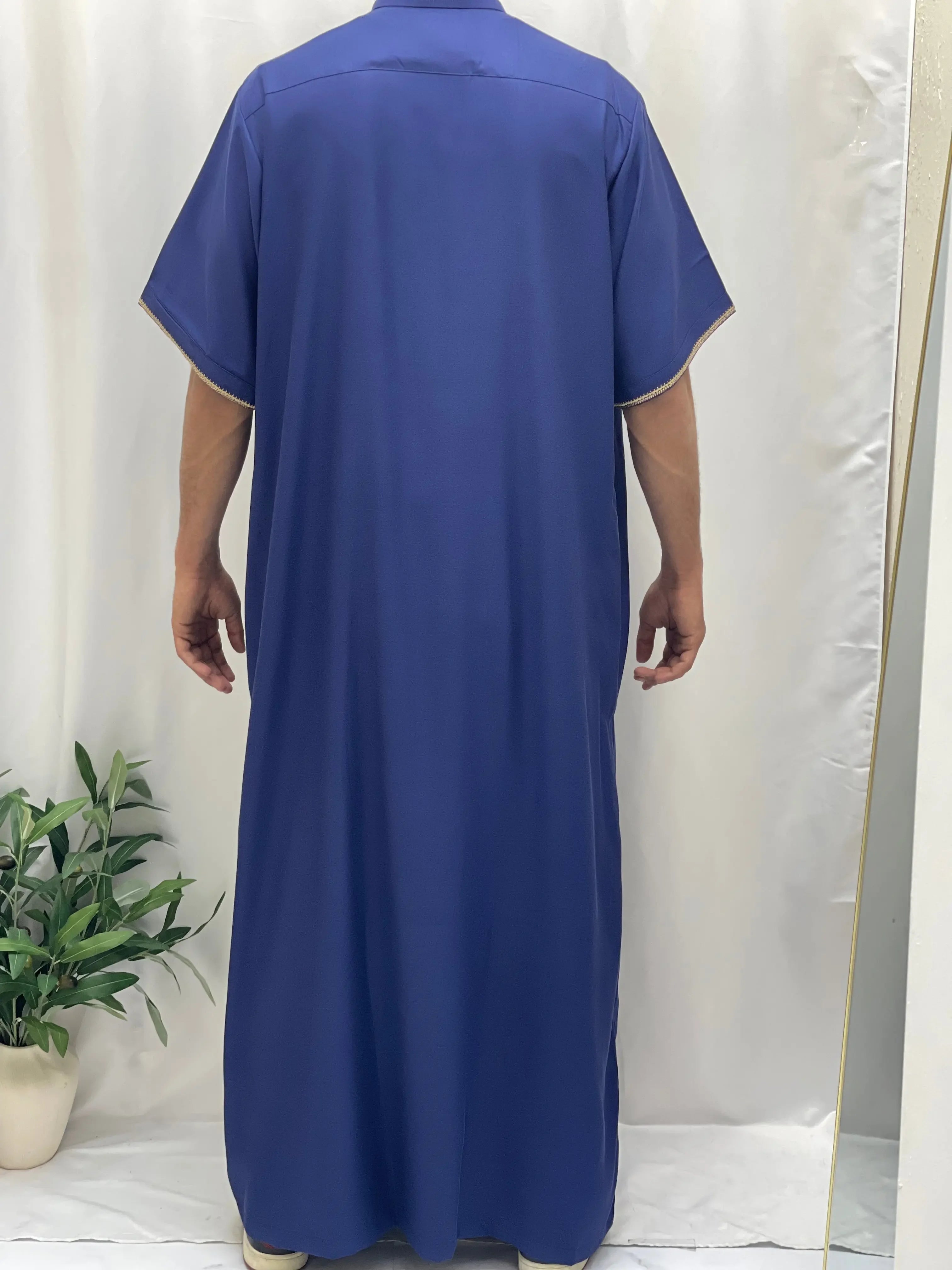 Timeless Elegance: Men's Durable Kaftan Thobe with Gold Details Palestinian Elegance