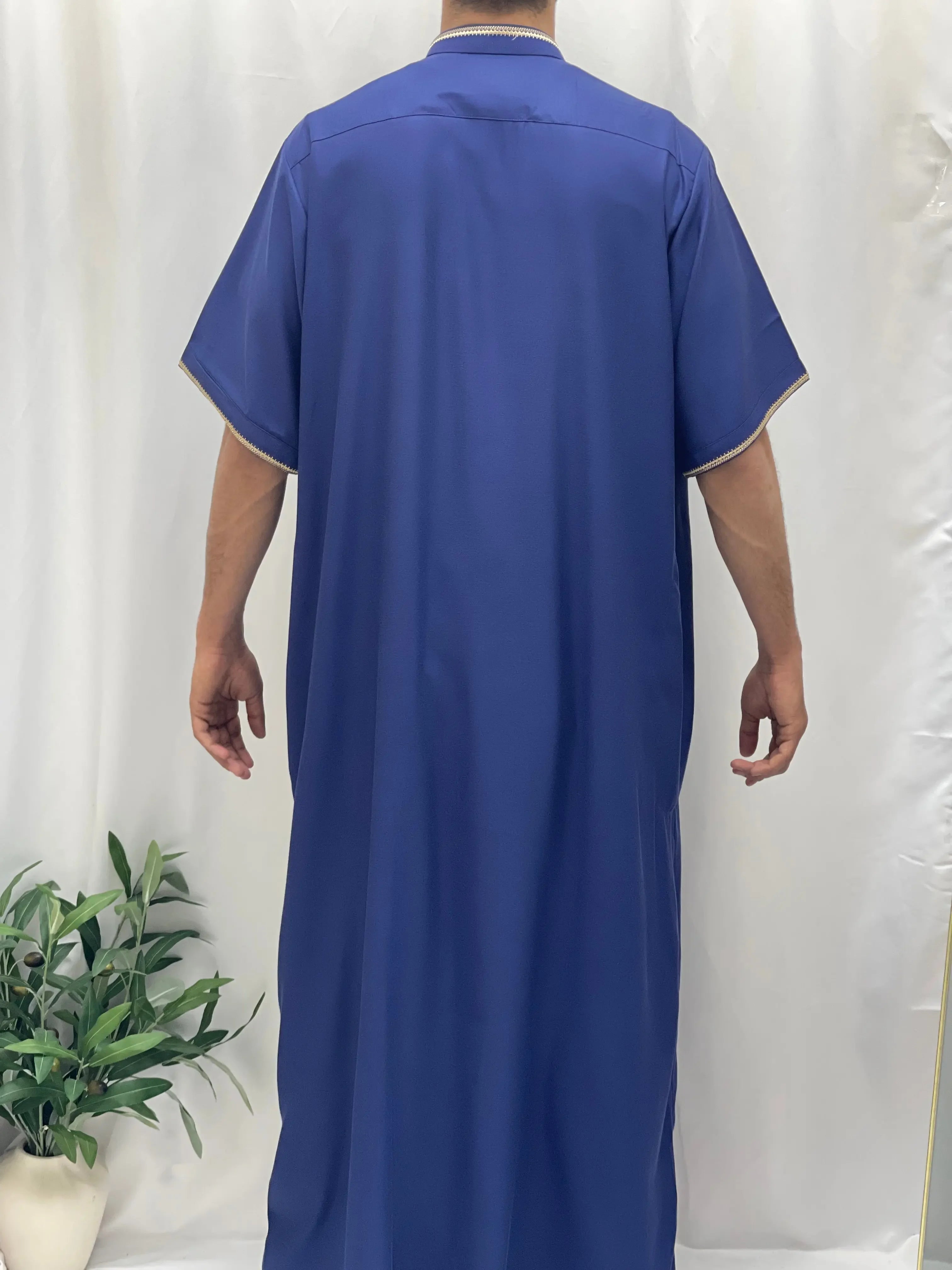 Timeless Elegance: Men's Durable Kaftan Thobe with Gold Details Palestinian Elegance