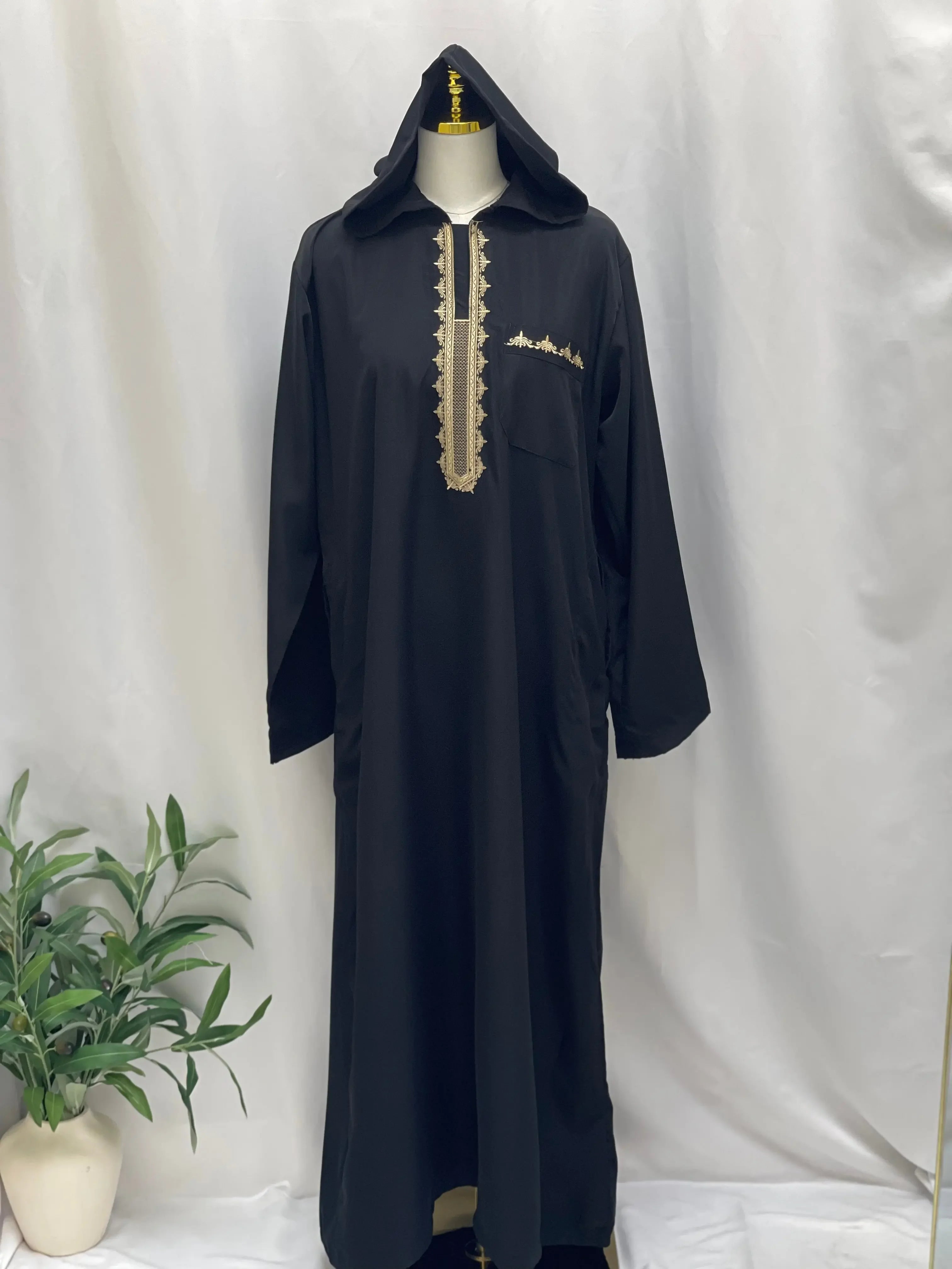 Men's Thobe with Hood & Unique Designs - Multi Colors Palestinian Elegance
