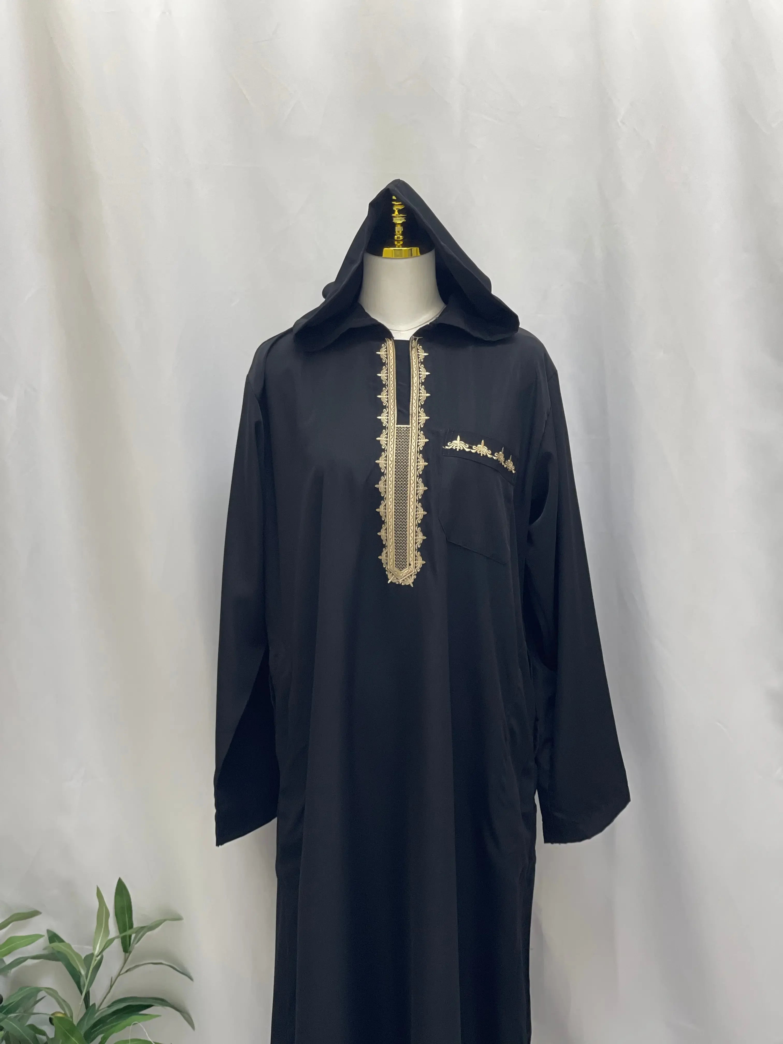 Men's Thobe with Hood & Unique Designs - Multi Colors Palestinian Elegance