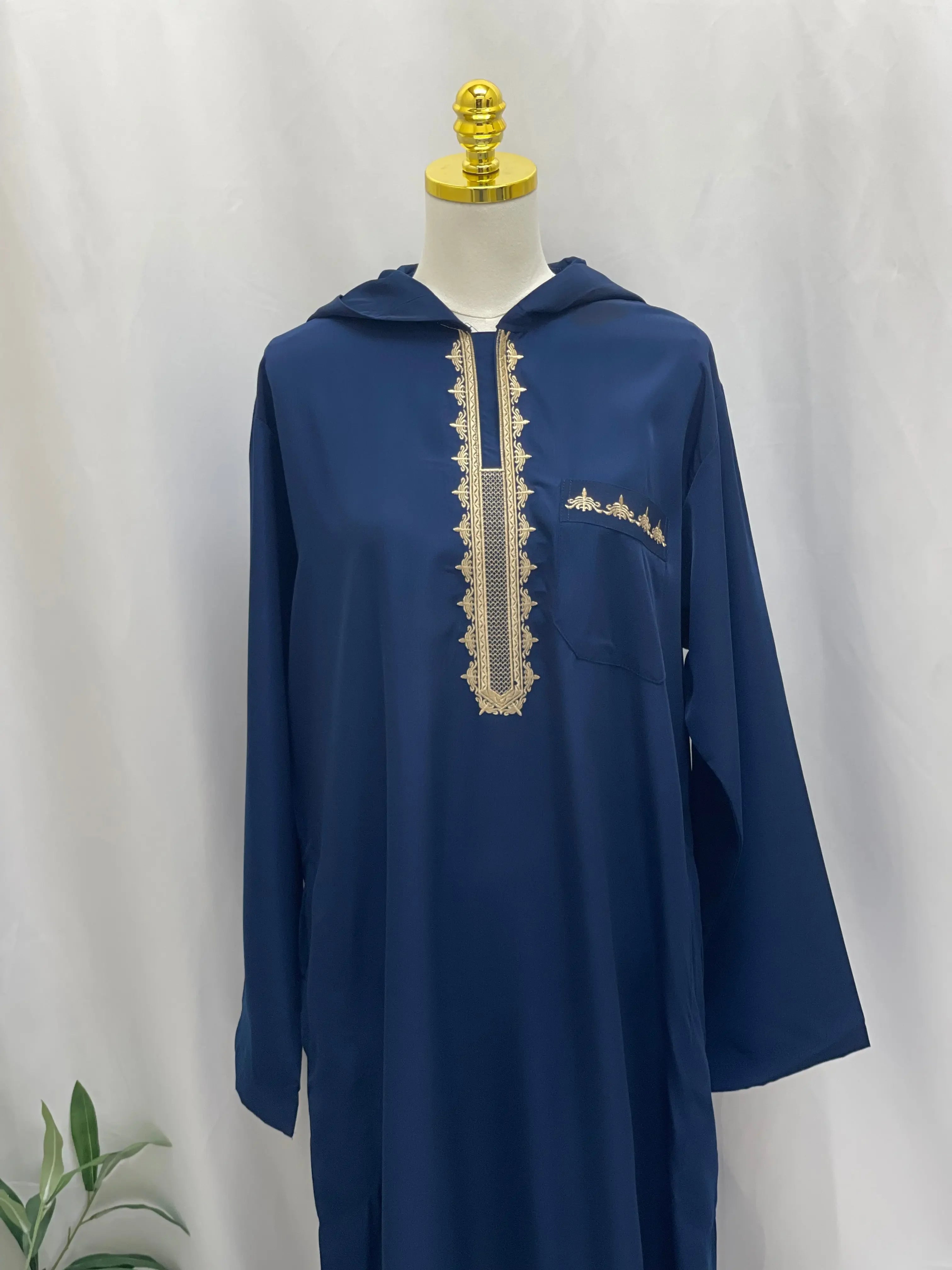 Men's Thobe with Hood & Unique Designs - Multi Colors Palestinian Elegance