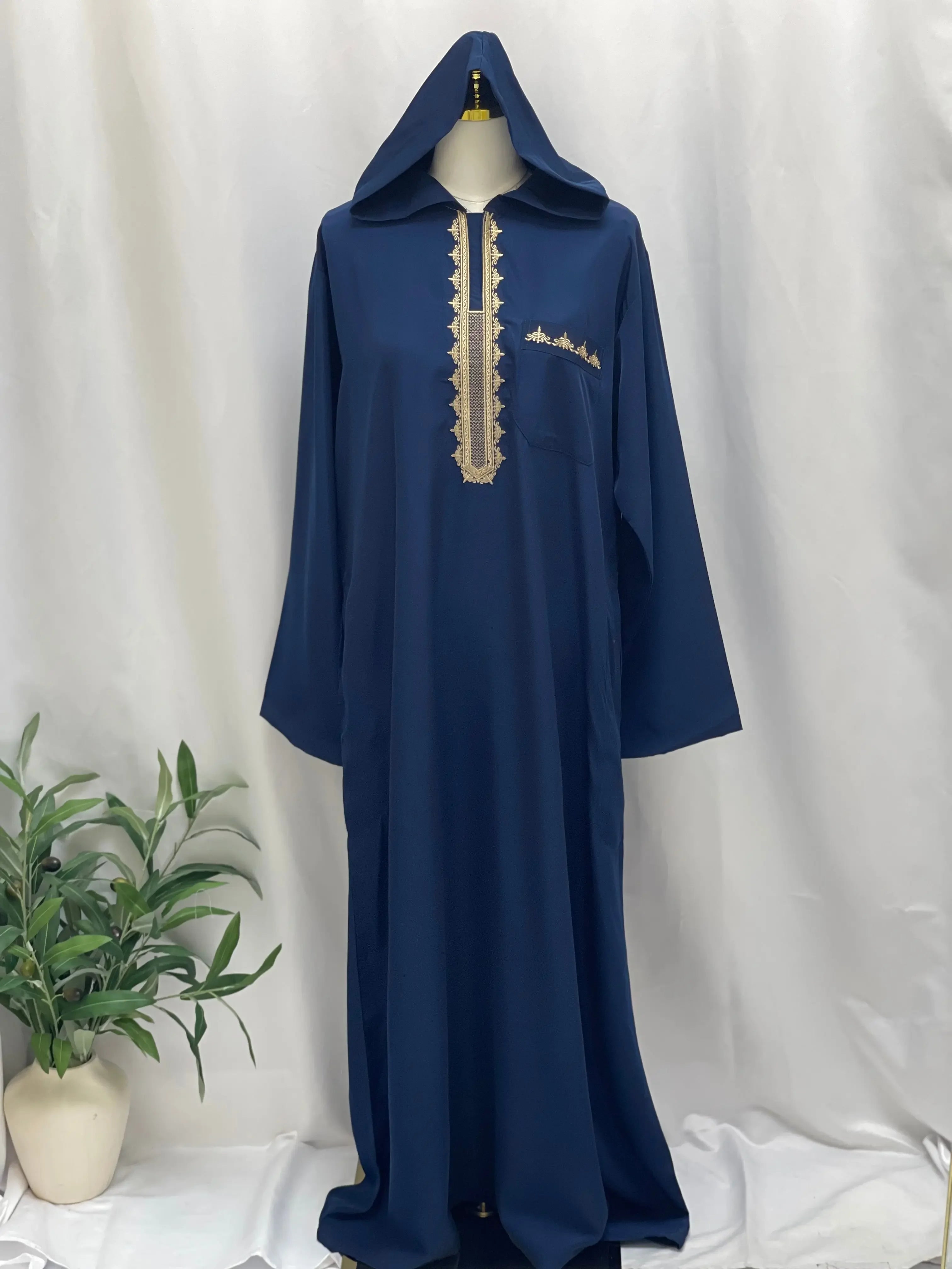 Men's Thobe with Hood & Unique Designs - Multi Colors Palestinian Elegance