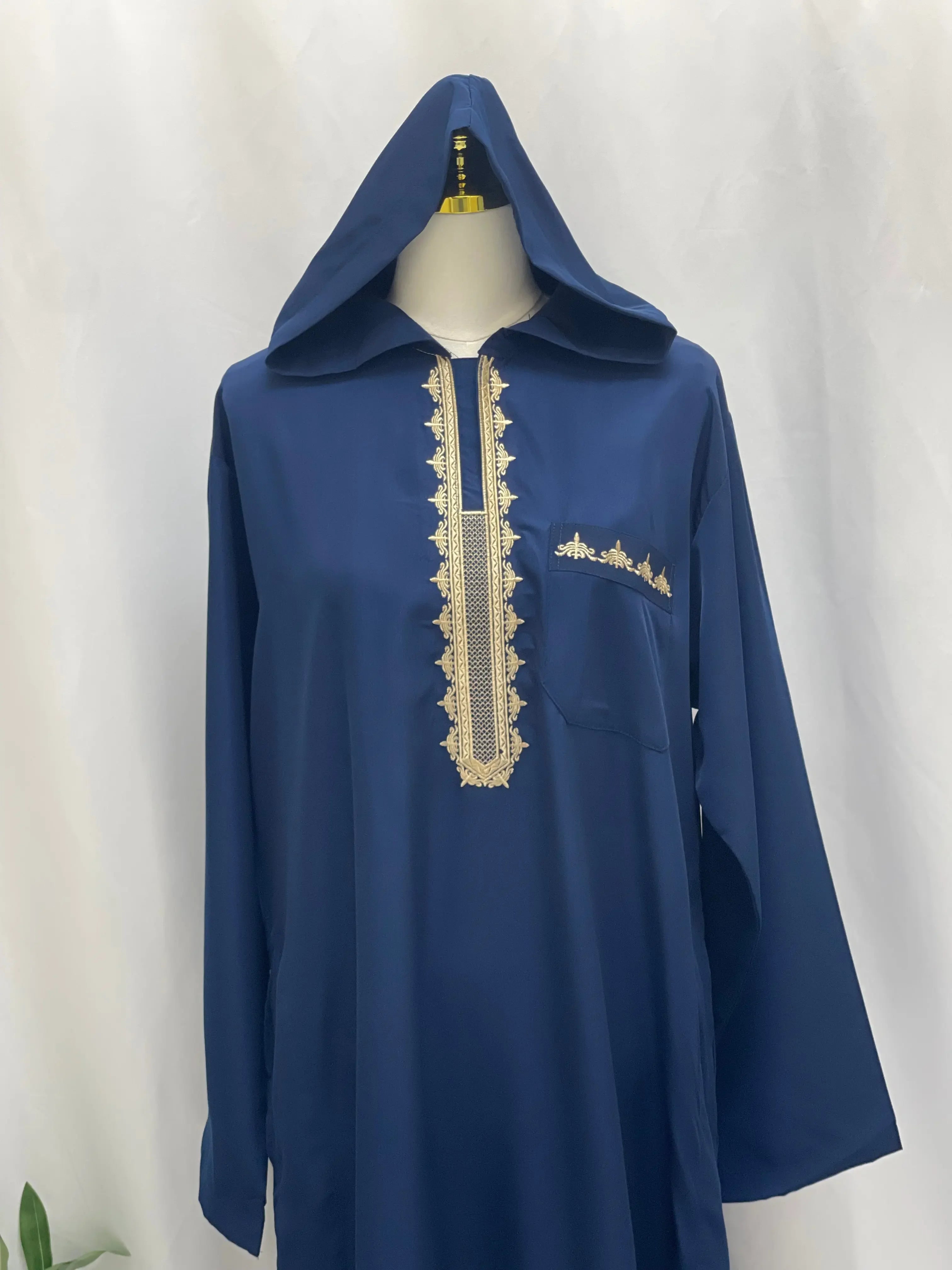 Men's Thobe with Hood & Unique Designs - Multi Colors Palestinian Elegance