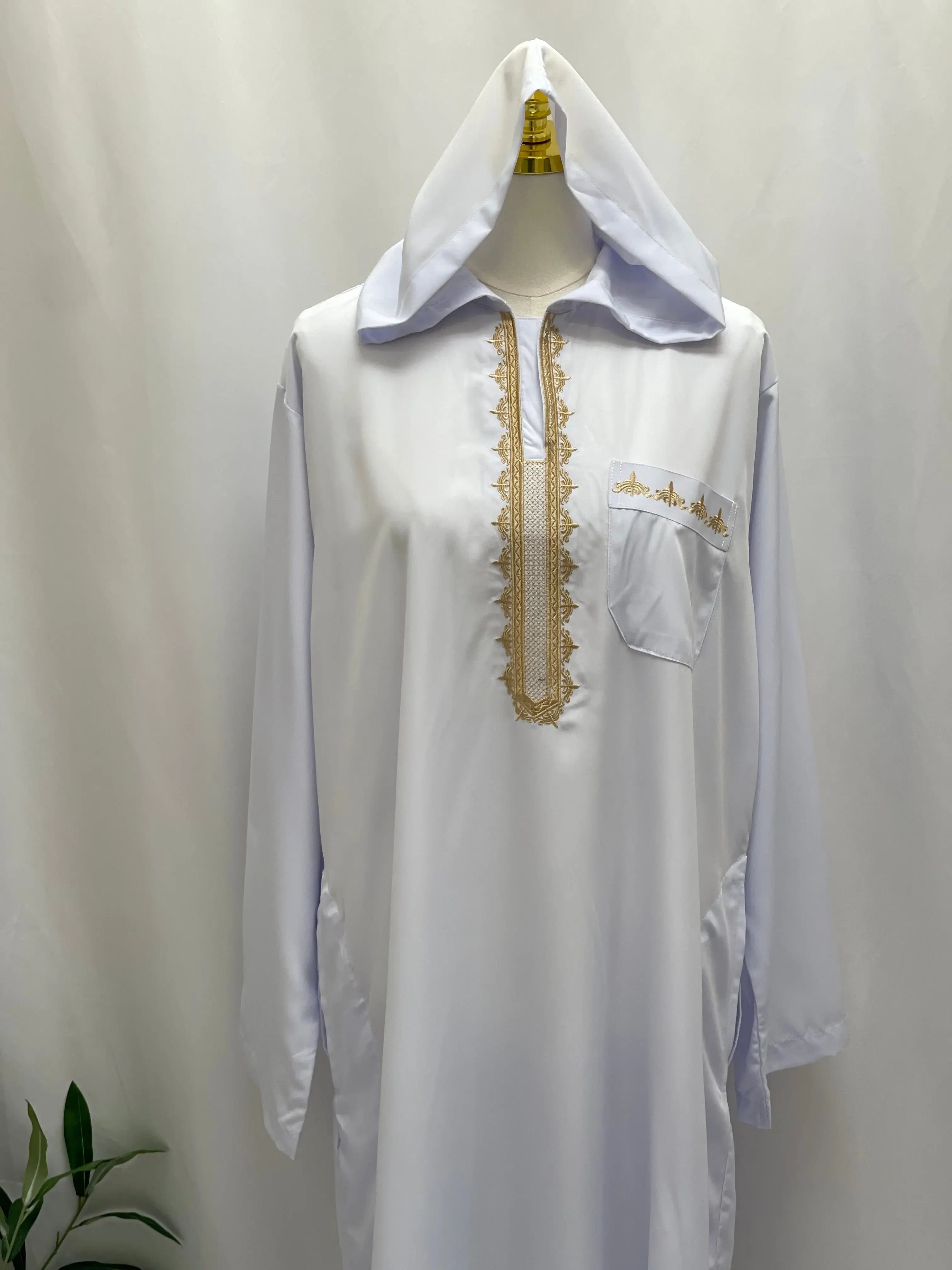 Men's Thobe with Hood & Unique Designs - Multi Colors Palestinian Elegance