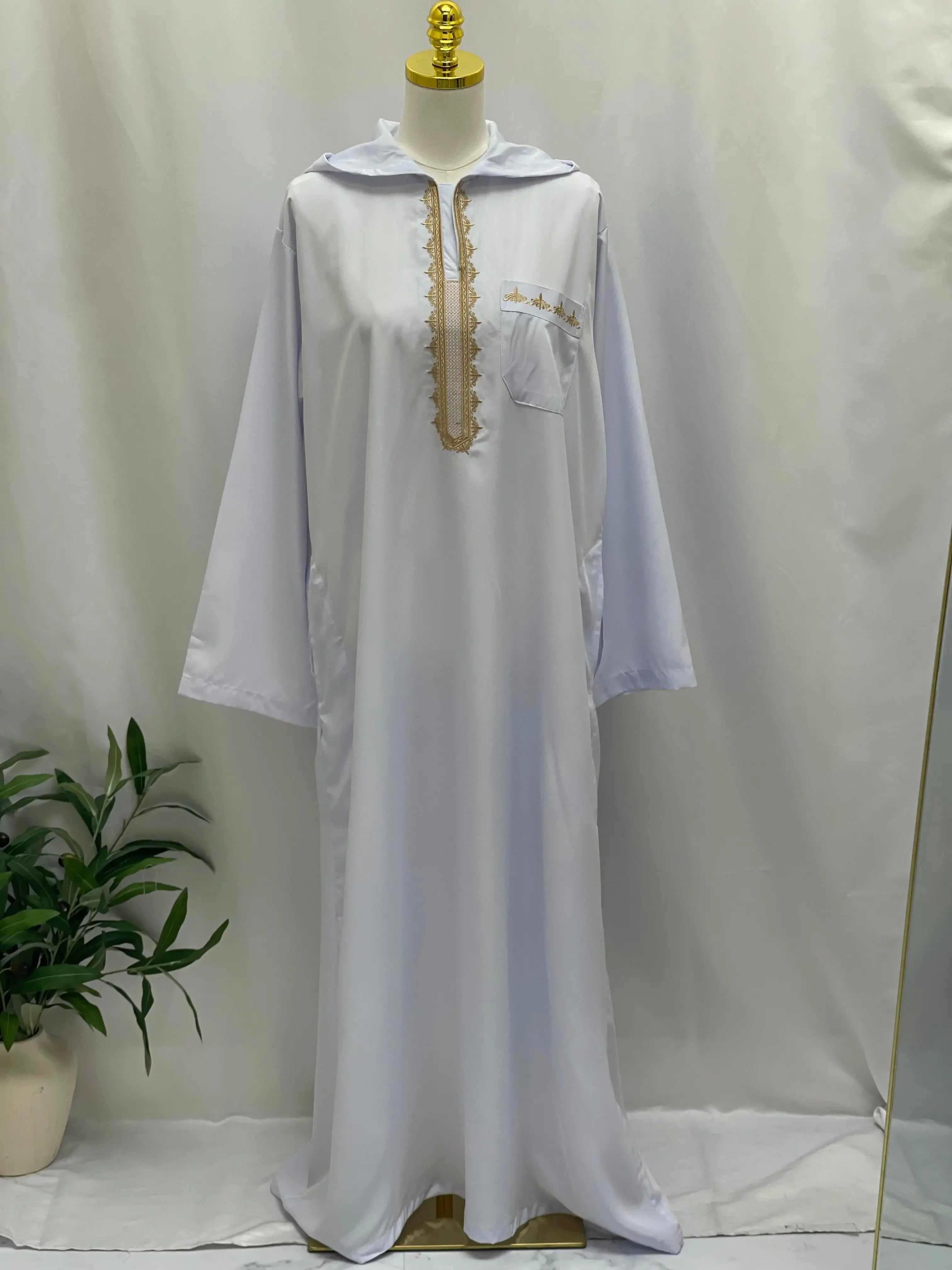 Men's Thobe with Hood & Unique Designs - Multi Colors Palestinian Elegance