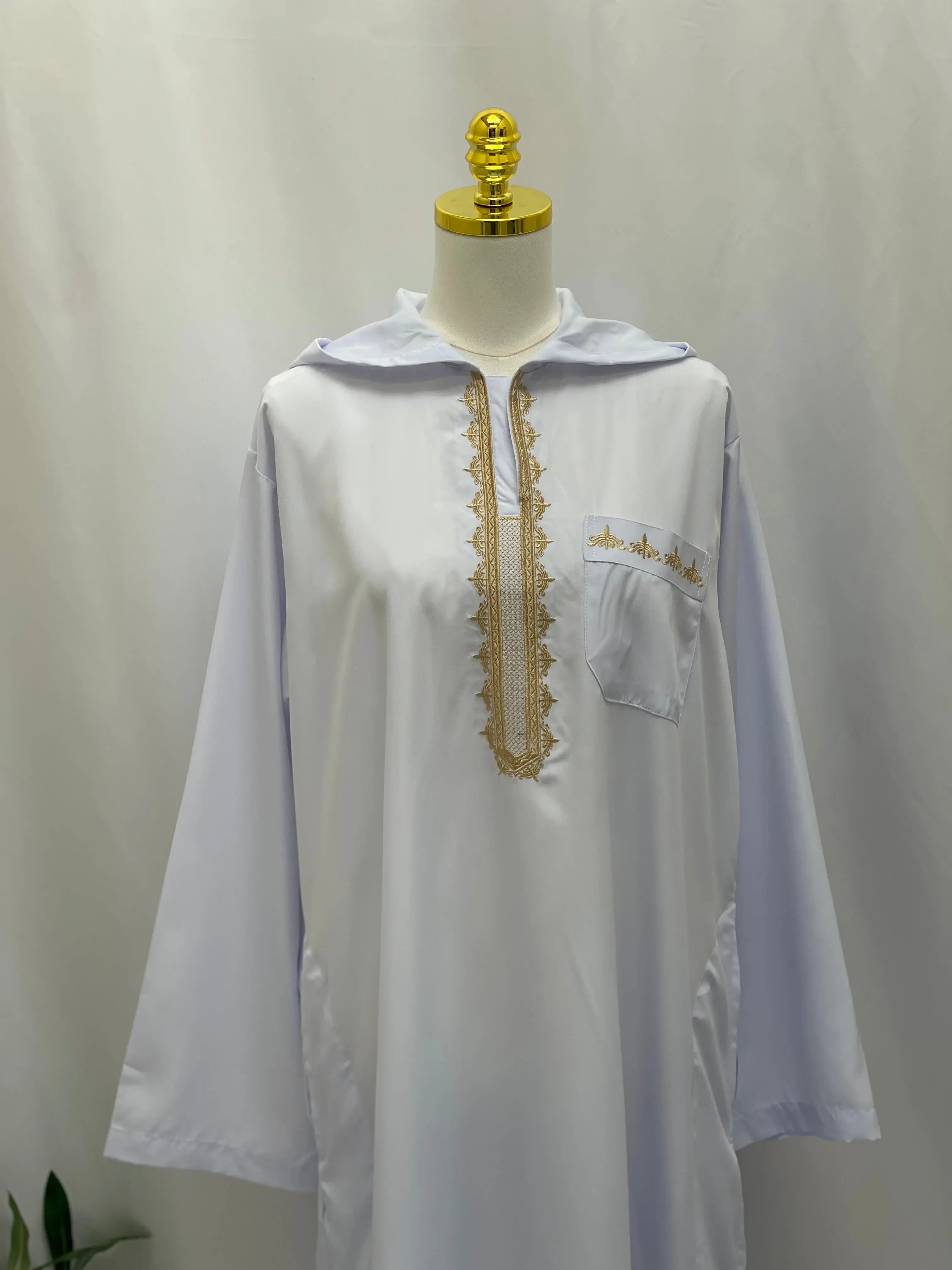 Men's Thobe with Hood & Unique Designs - Multi Colors Palestinian Elegance