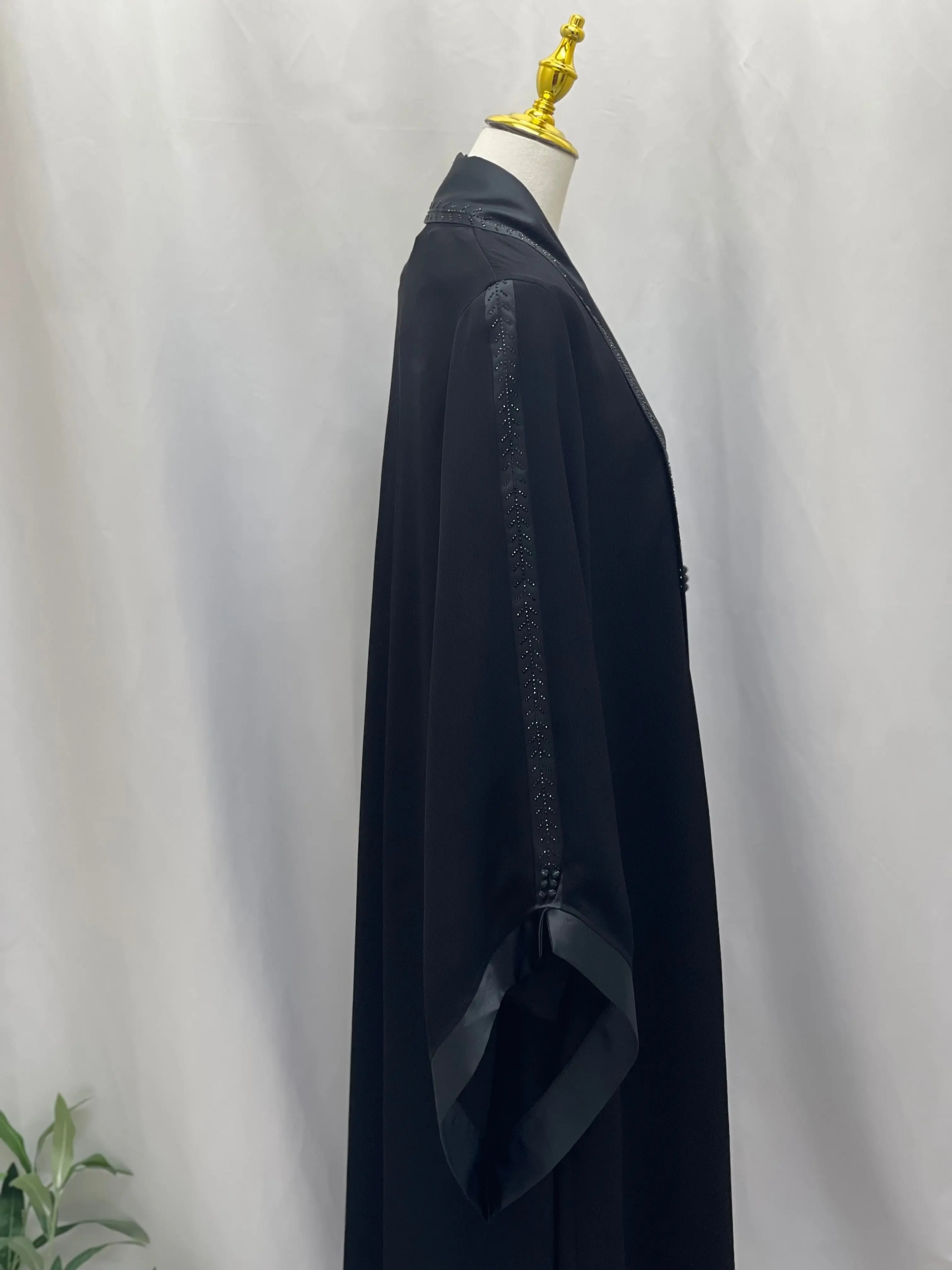 Palestinian Elegance Nada 2 Piece Abaya Set with Satin Trim Palestinian Elegance
