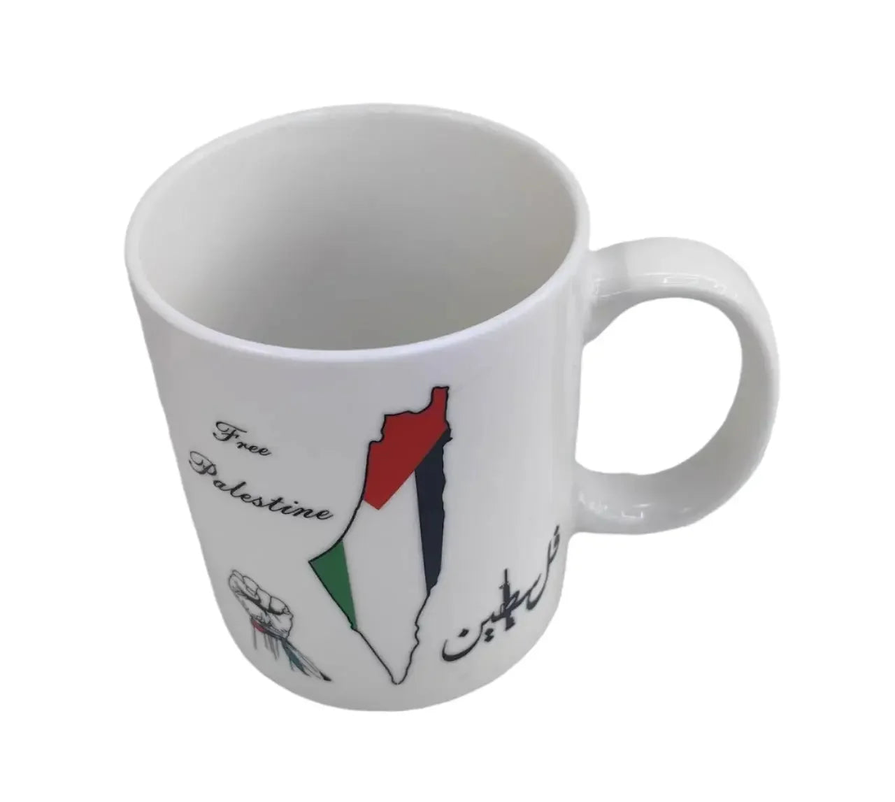 Map of Palestine with Flag Colors and Fist Design Palestinian Elegance