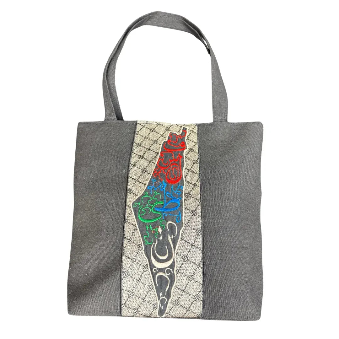 Palestine Map Tote Bags - Multiple Variants with Kuffiyeh Patterns Palestinian Elegance