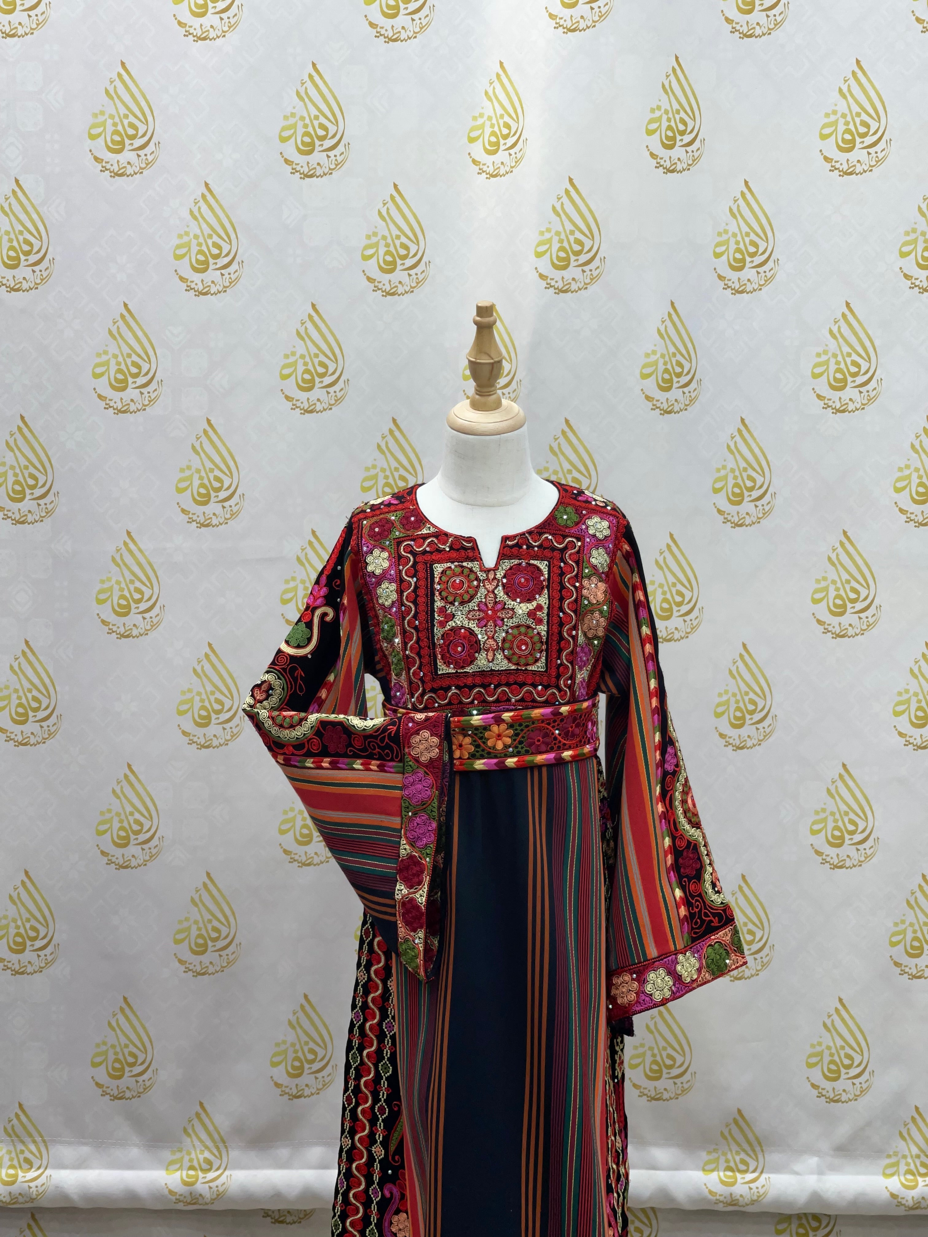 Black Embroidered Kids Majdalwi Dress: Elegance for Special Occasions Palestinian Elegance