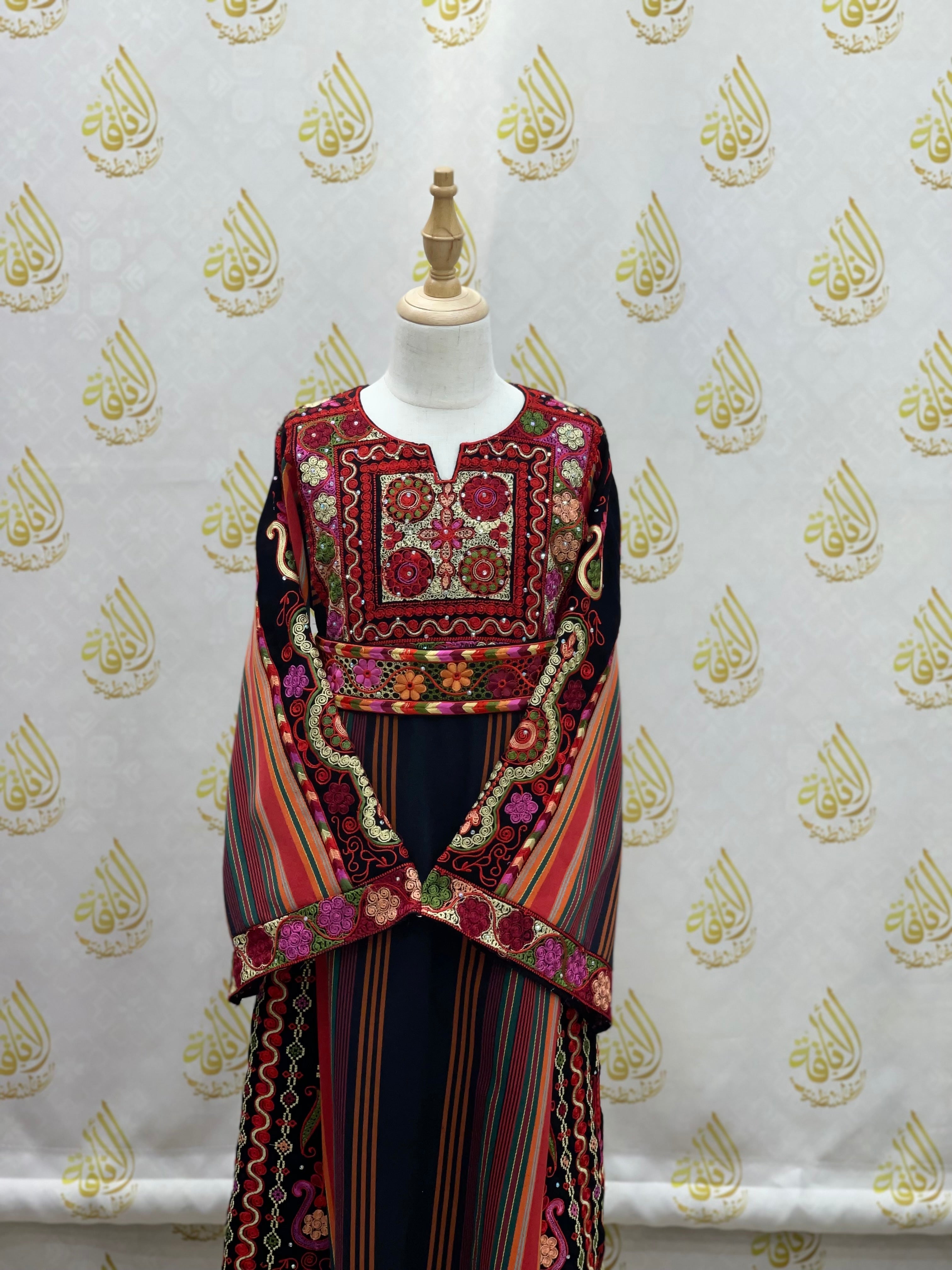 Black Embroidered Kids Majdalwi Dress: Elegance for Special Occasions Palestinian Elegance