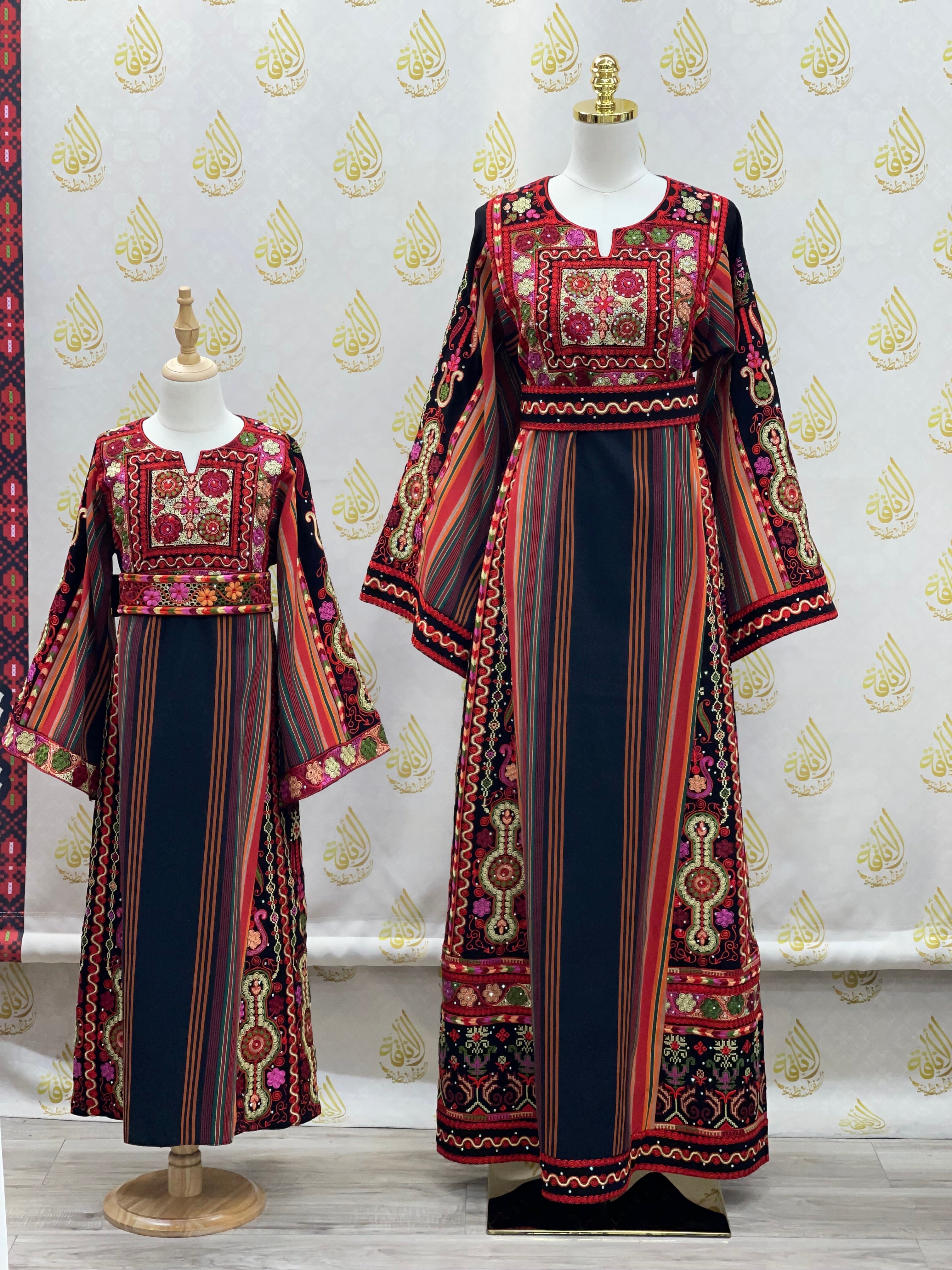Black Embroidered Kids Majdalwi Dress: Elegance for Special Occasions Palestinian Elegance