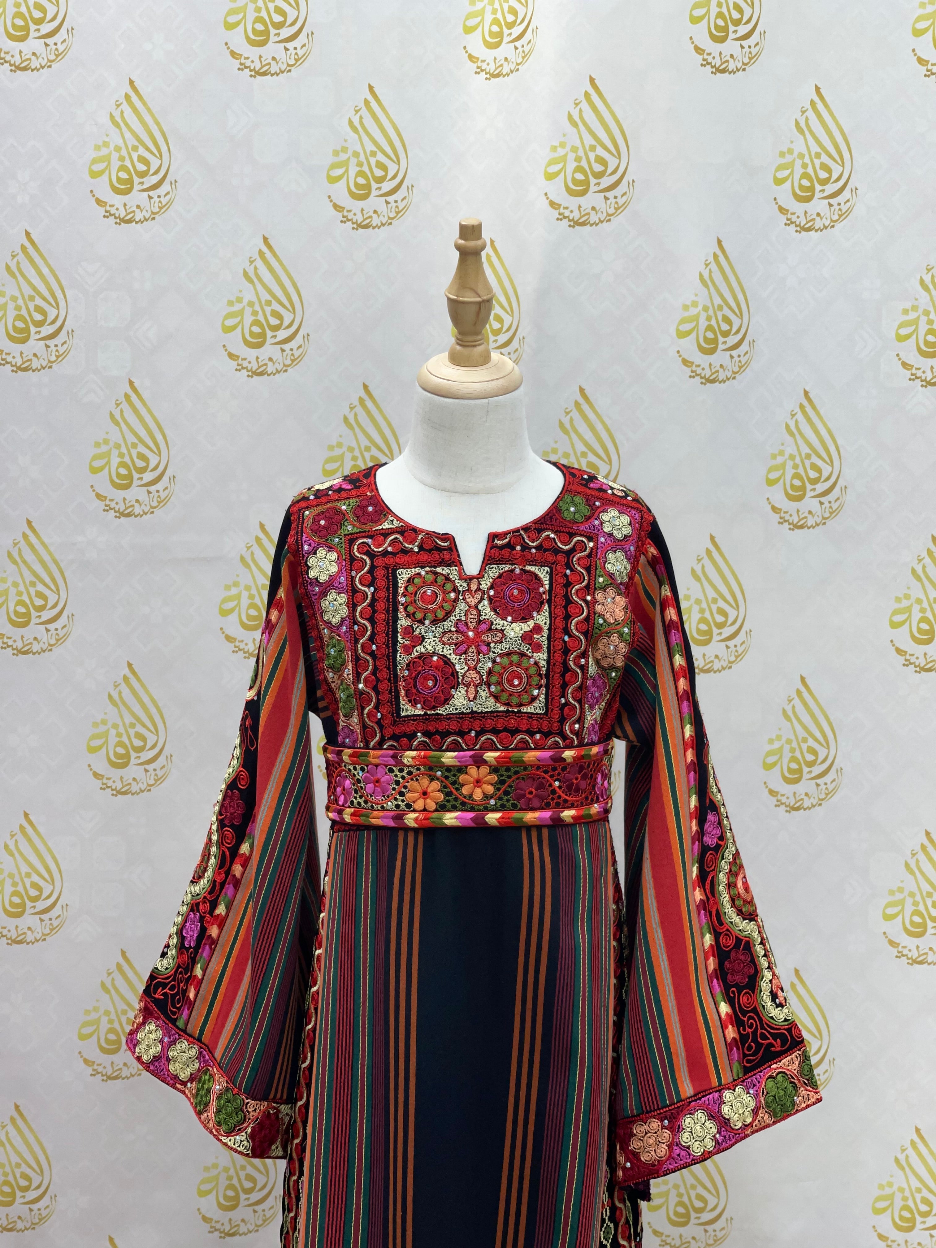 Black Embroidered Kids Majdalwi Dress: Elegance for Special Occasions Palestinian Elegance