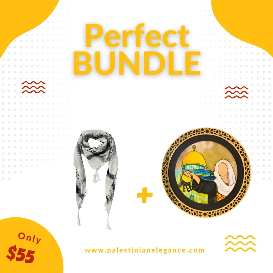 Cultural Legacy Bundle: Authentic Kofya & Grandma Decor Palestinian Elegance