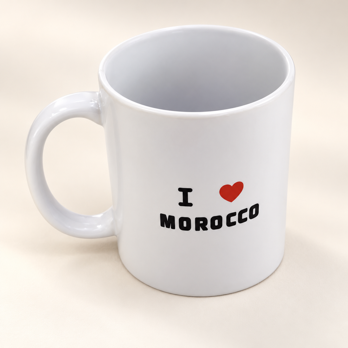I Love Morocco Two-Faced Cup Design — professional product photograph