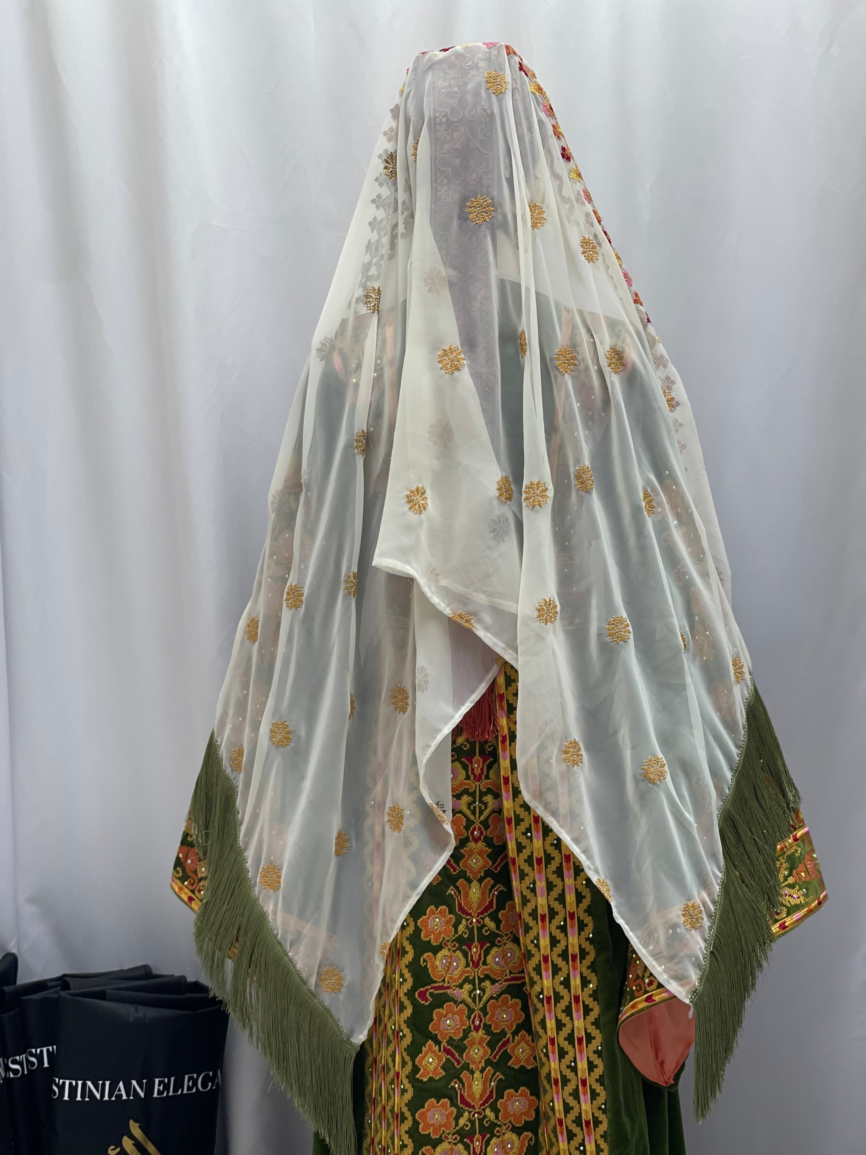 New High Quality Embroidered Velvet Measurements With Overskirt Palestinian Elegance