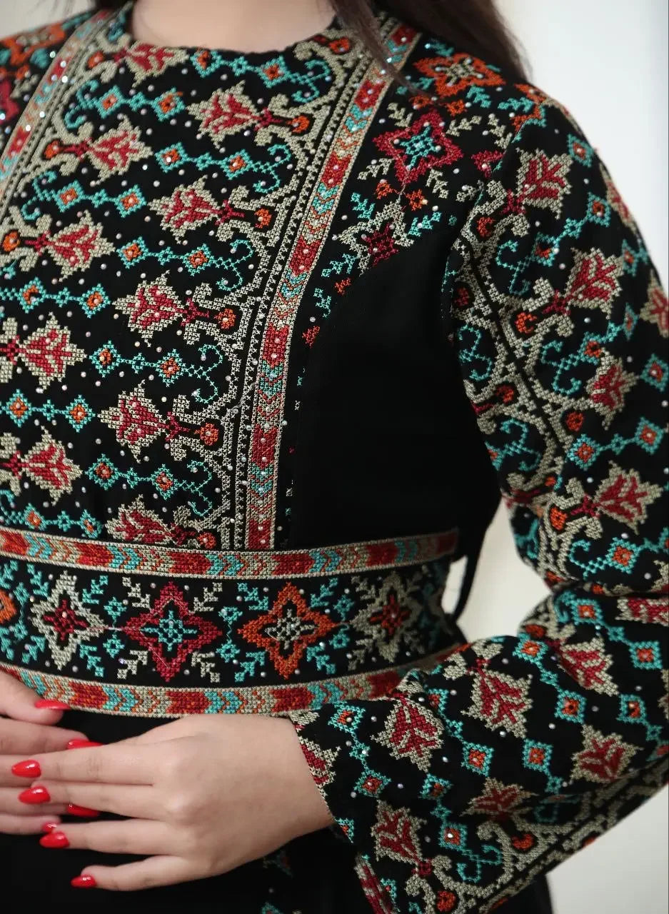Timeless Beauty: The Najwa Embroidered Dress Palestinian Elegance