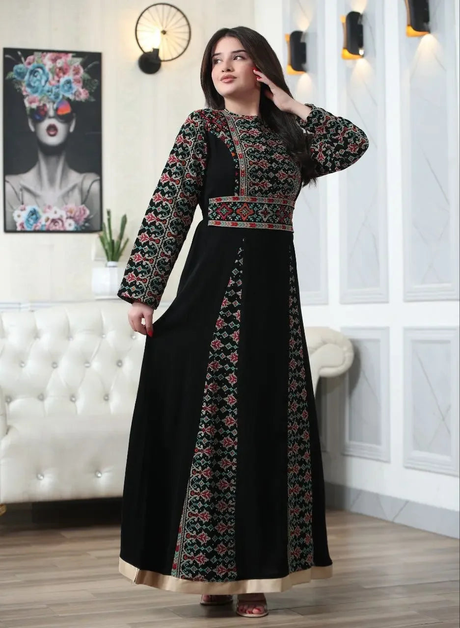 Timeless Beauty: The Najwa Embroidered Dress Palestinian Elegance