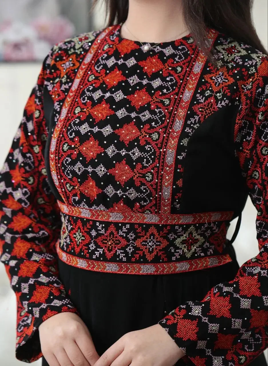 Timeless Beauty: The Najwa Embroidered Dress Palestinian Elegance