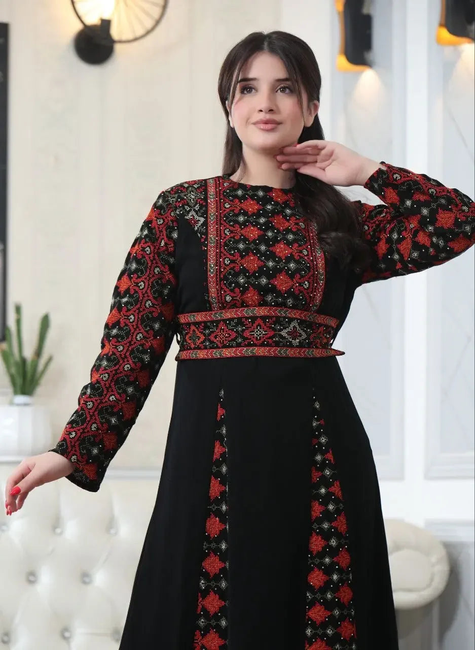 Timeless Beauty: The Najwa Embroidered Dress Palestinian Elegance