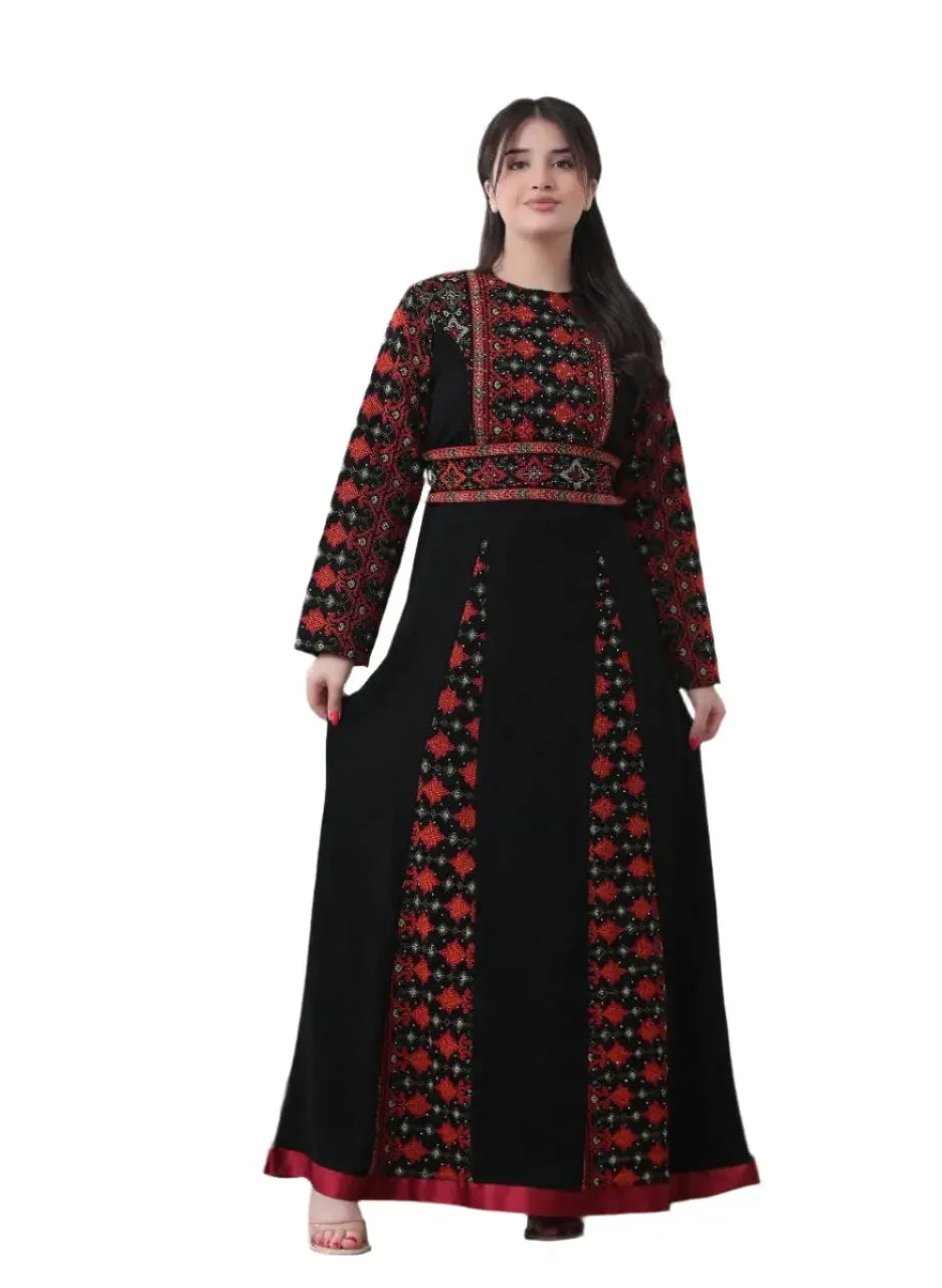 Timeless Beauty: The Najwa Embroidered Dress Palestinian Elegance