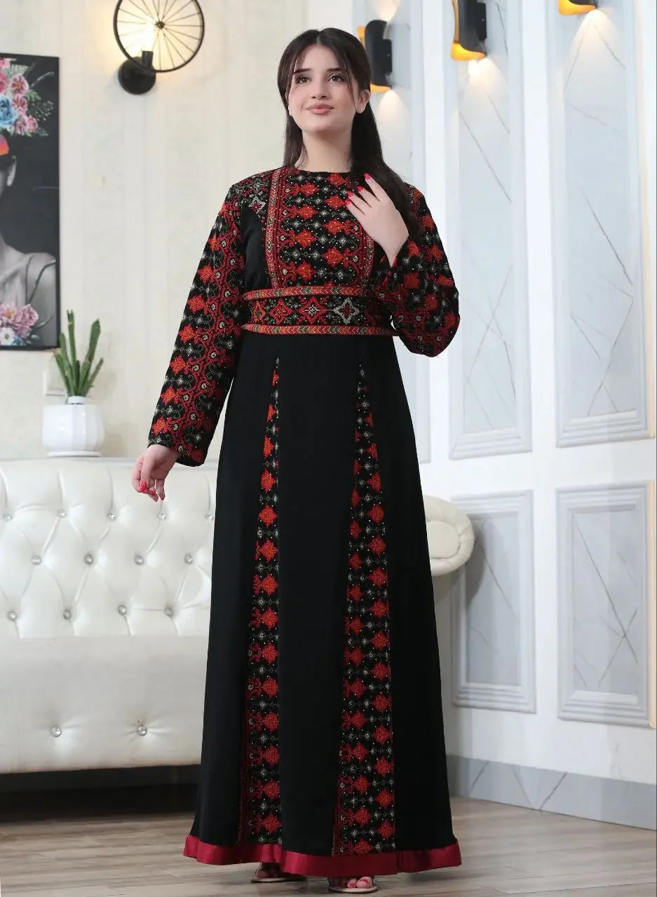 Timeless Beauty: The Najwa Embroidered Dress Palestinian Elegance