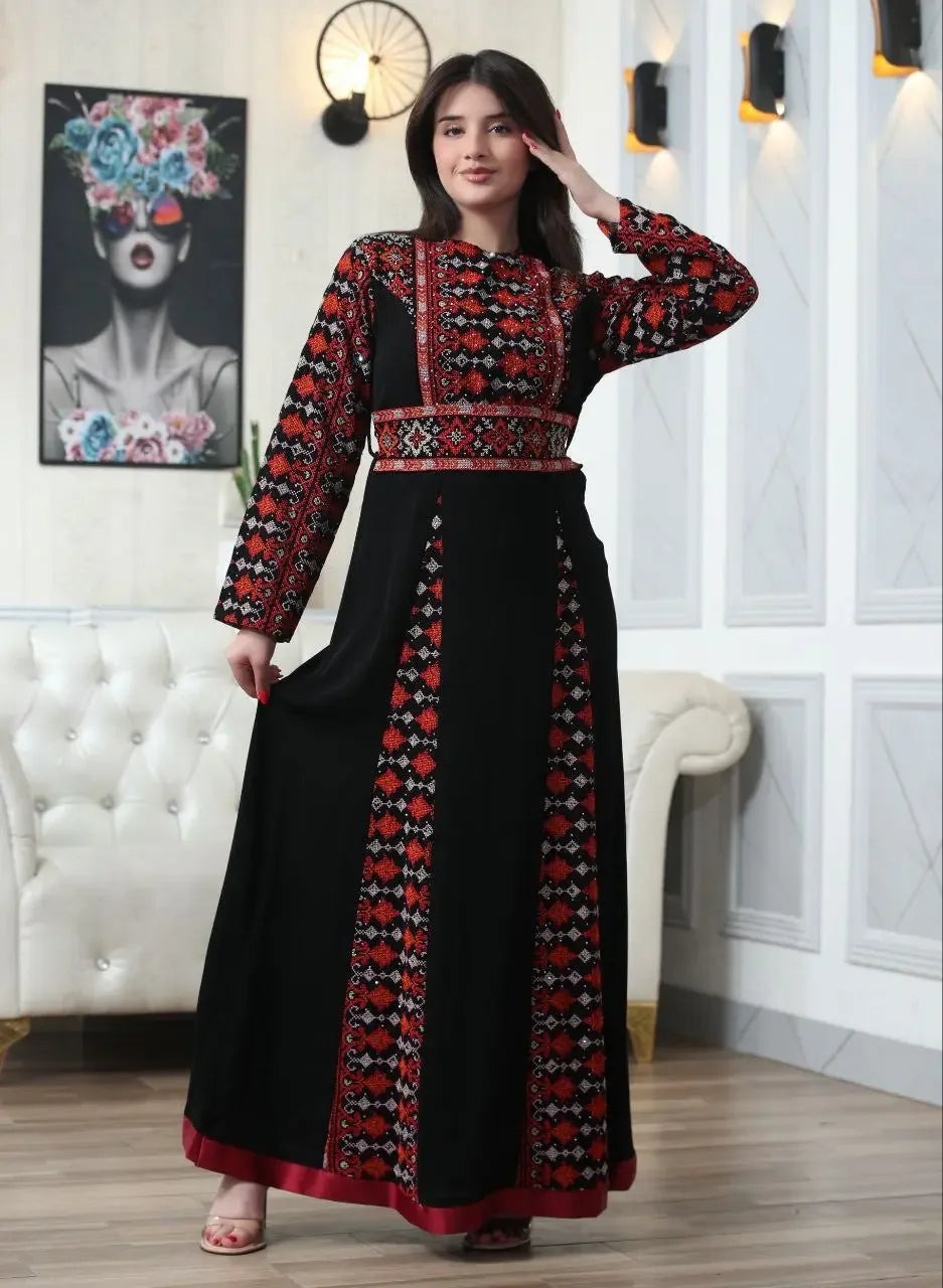 Timeless Beauty: The Najwa Embroidered Dress Palestinian Elegance