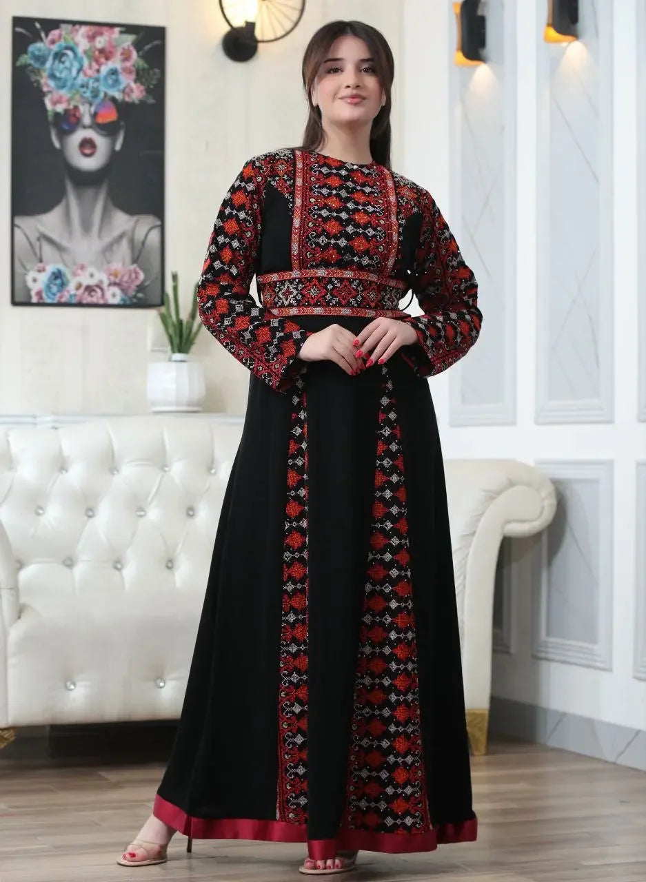 Timeless Beauty: The Najwa Embroidered Dress Palestinian Elegance