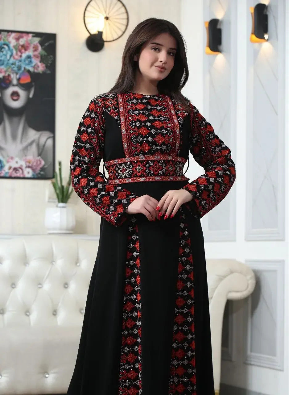 Timeless Beauty: The Najwa Embroidered Dress Palestinian Elegance