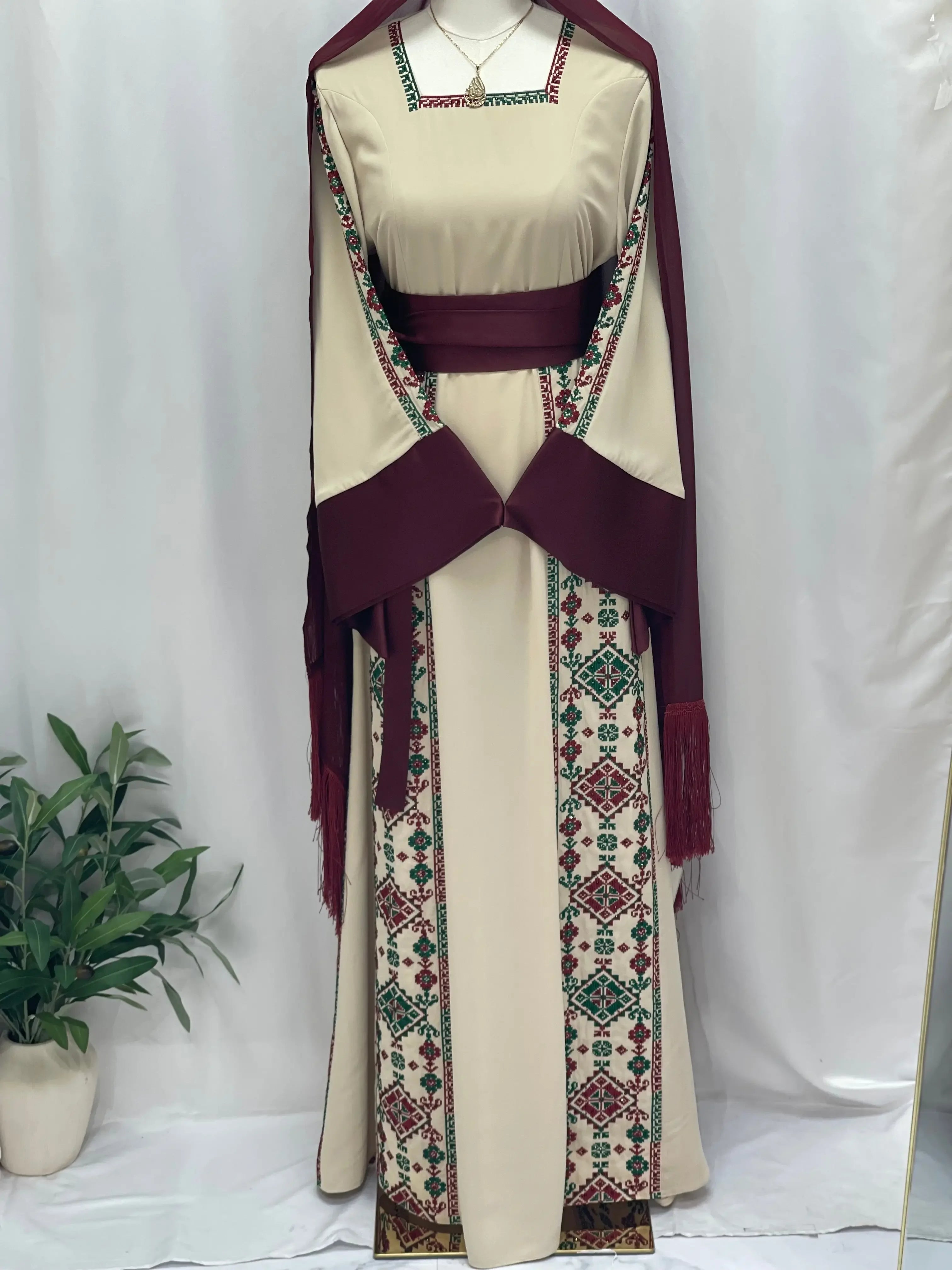 Masterpiece of Tradition: Sofie Unique Embroidered Thoub Palestinian Elegance