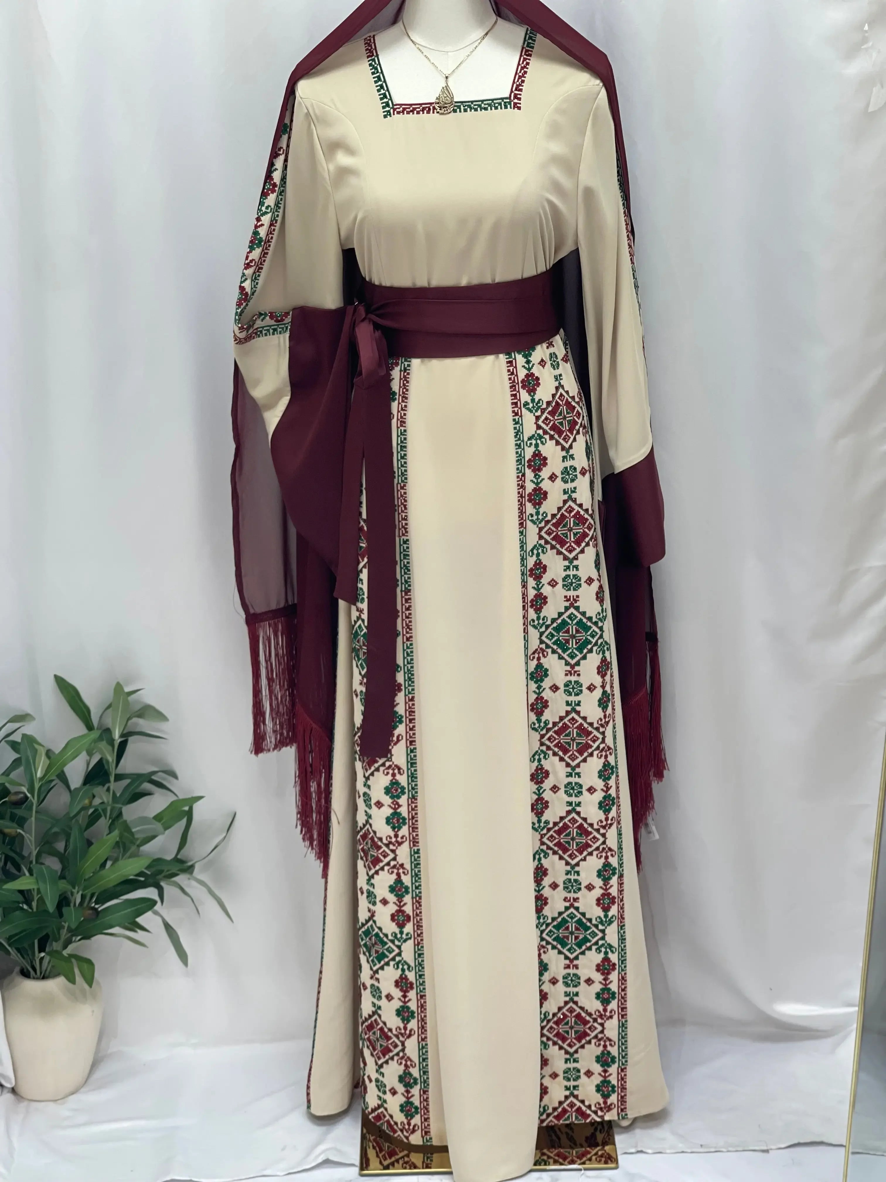 Masterpiece of Tradition: Sofie Unique Embroidered Thoub Palestinian Elegance