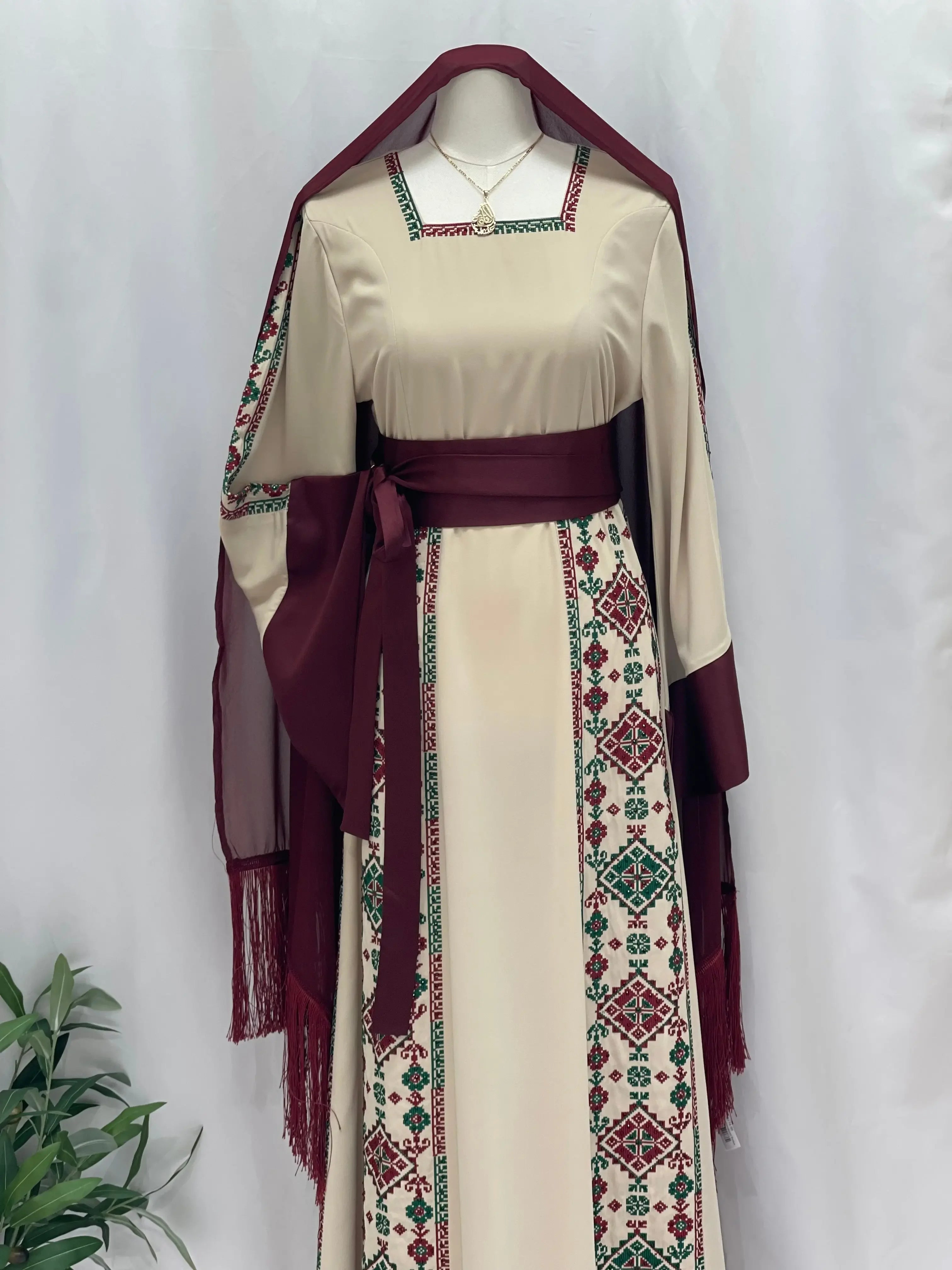 Masterpiece of Tradition: Sofie Unique Embroidered Thoub Palestinian Elegance