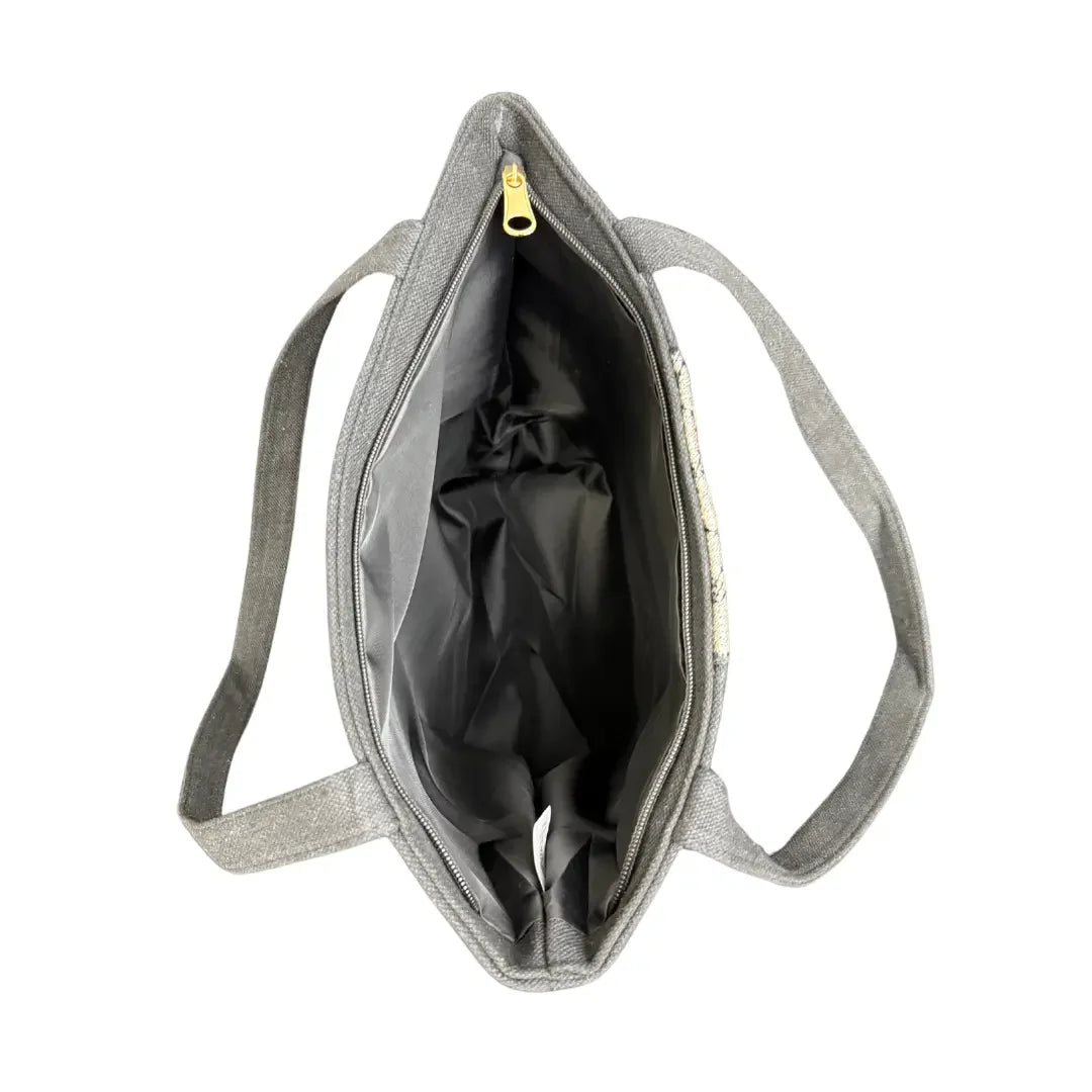 All-Black Tote Bag - Fist & Watermelon Design | 30 cm Length Palestinian Elegance