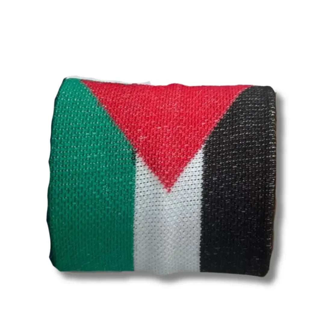 Palestinian flag beaded jewelry wristband with vibrant red green white and black colors
